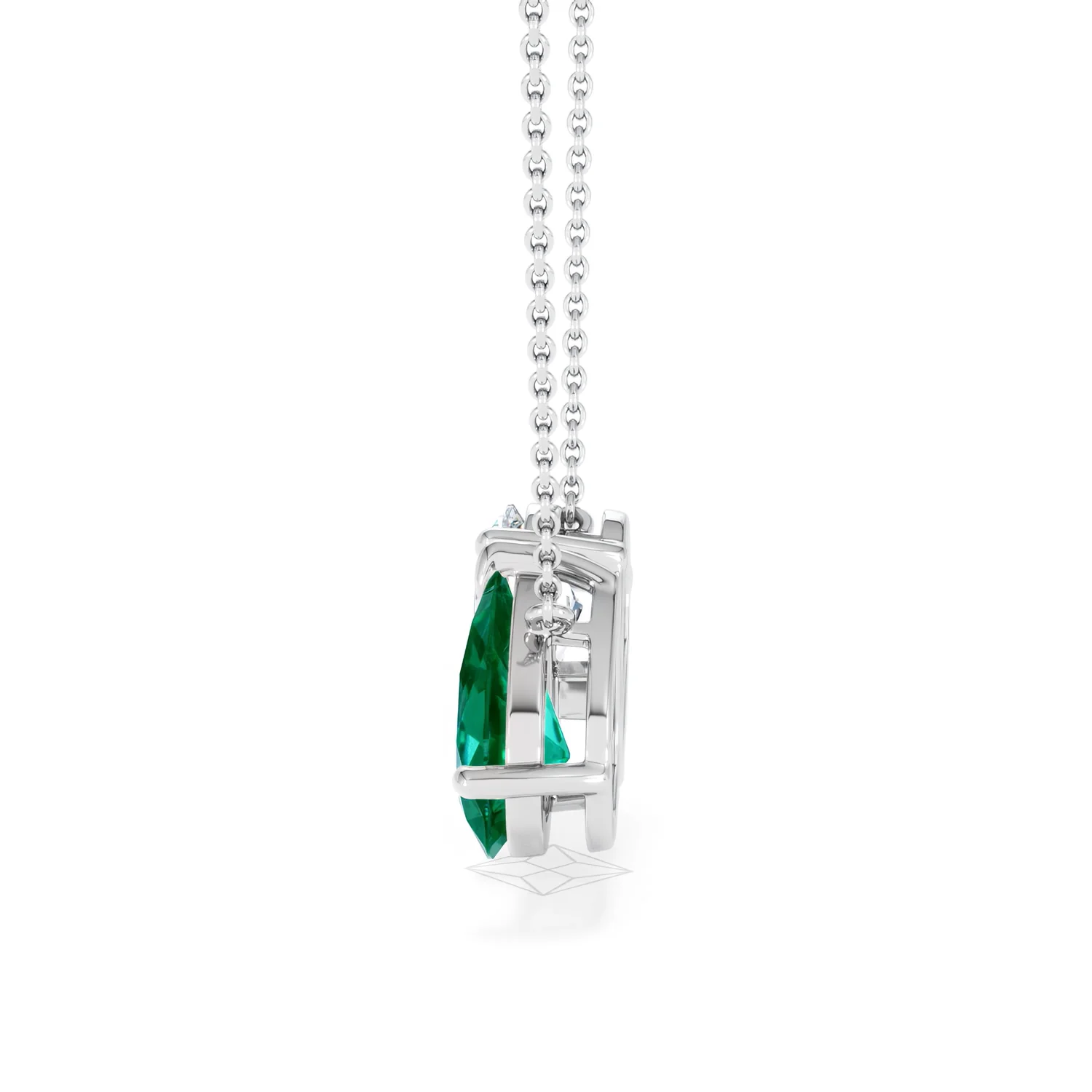 Toi Et Moi 1.50ct Pear Lab Diamond and 2.50ct Pear Lab Emerald Necklace in 18K White Gold - Image 67