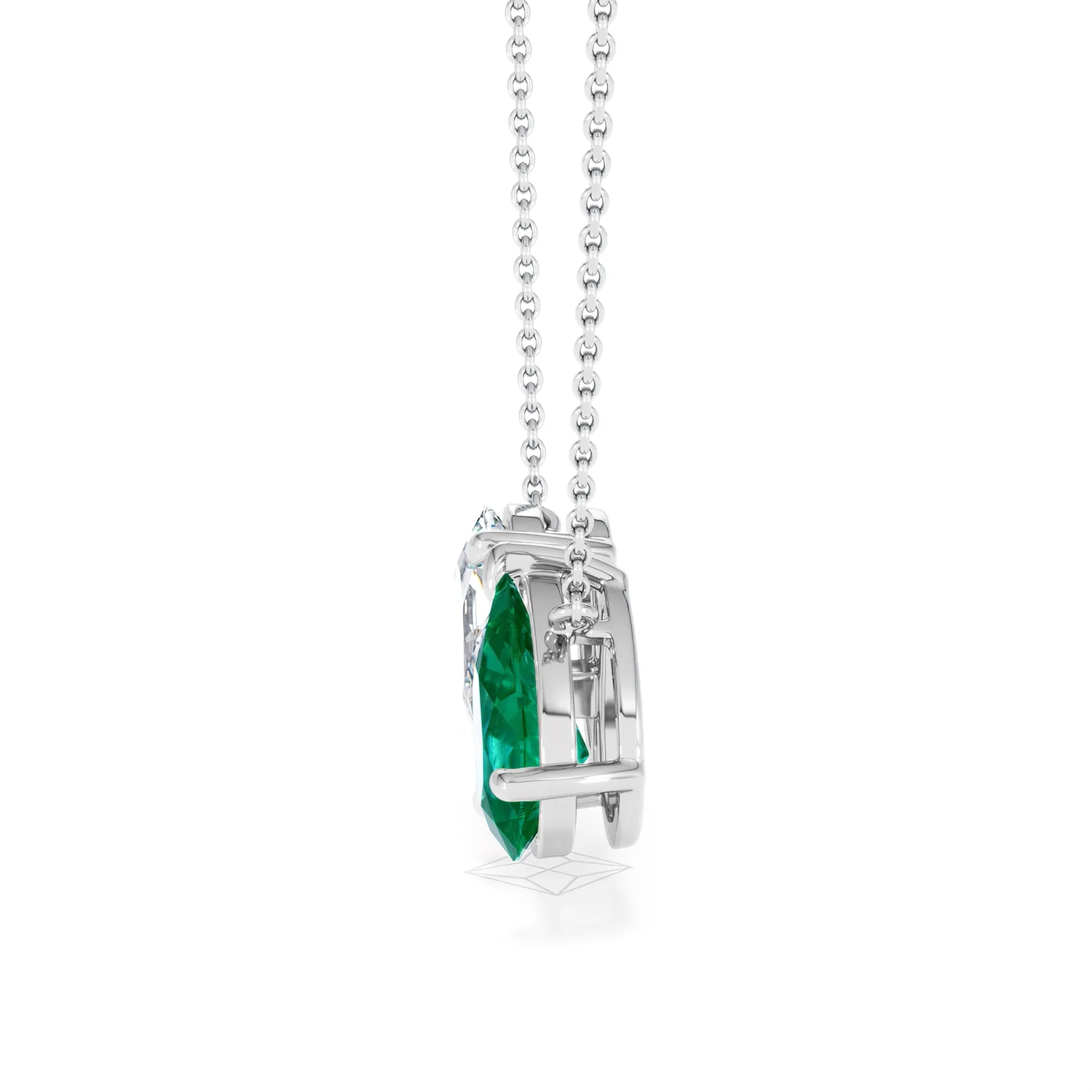 Toi Et Moi 1.50ct Pear Lab Diamond and 2.50ct Pear Lab Emerald Necklace in 18K White Gold - Image 69