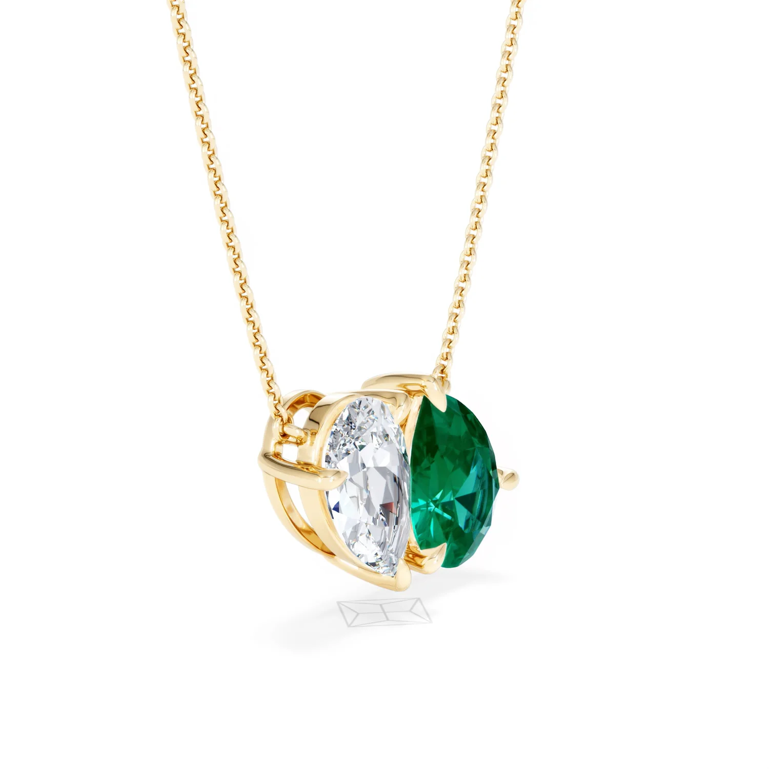 Toi Et Moi 1.50ct Pear Lab Diamond and 2.50ct Pear Lab Emerald Necklace in 18K Yellow Gold - Image 21