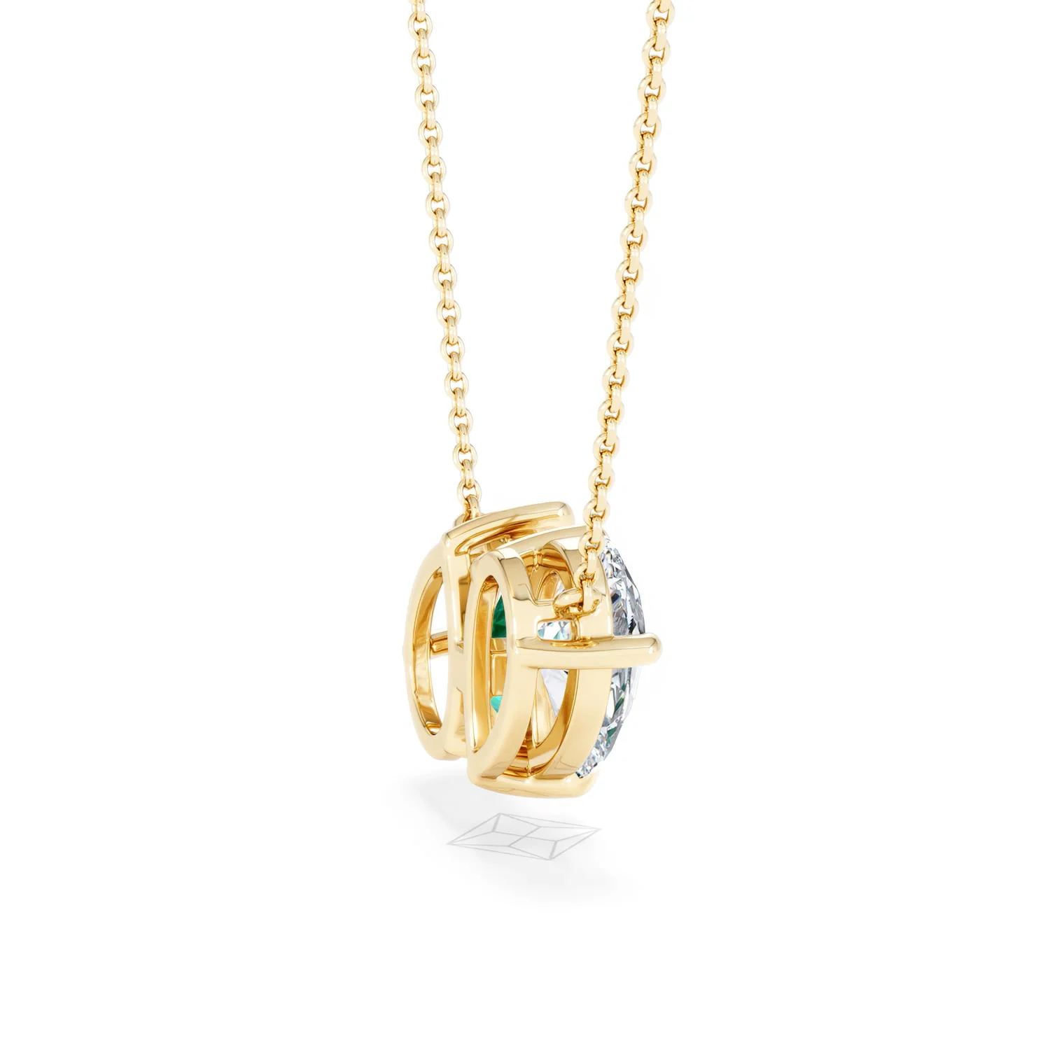 Toi Et Moi 1.50ct Pear Lab Diamond and 2.50ct Pear Lab Emerald Necklace in 18K Yellow Gold - Image 33
