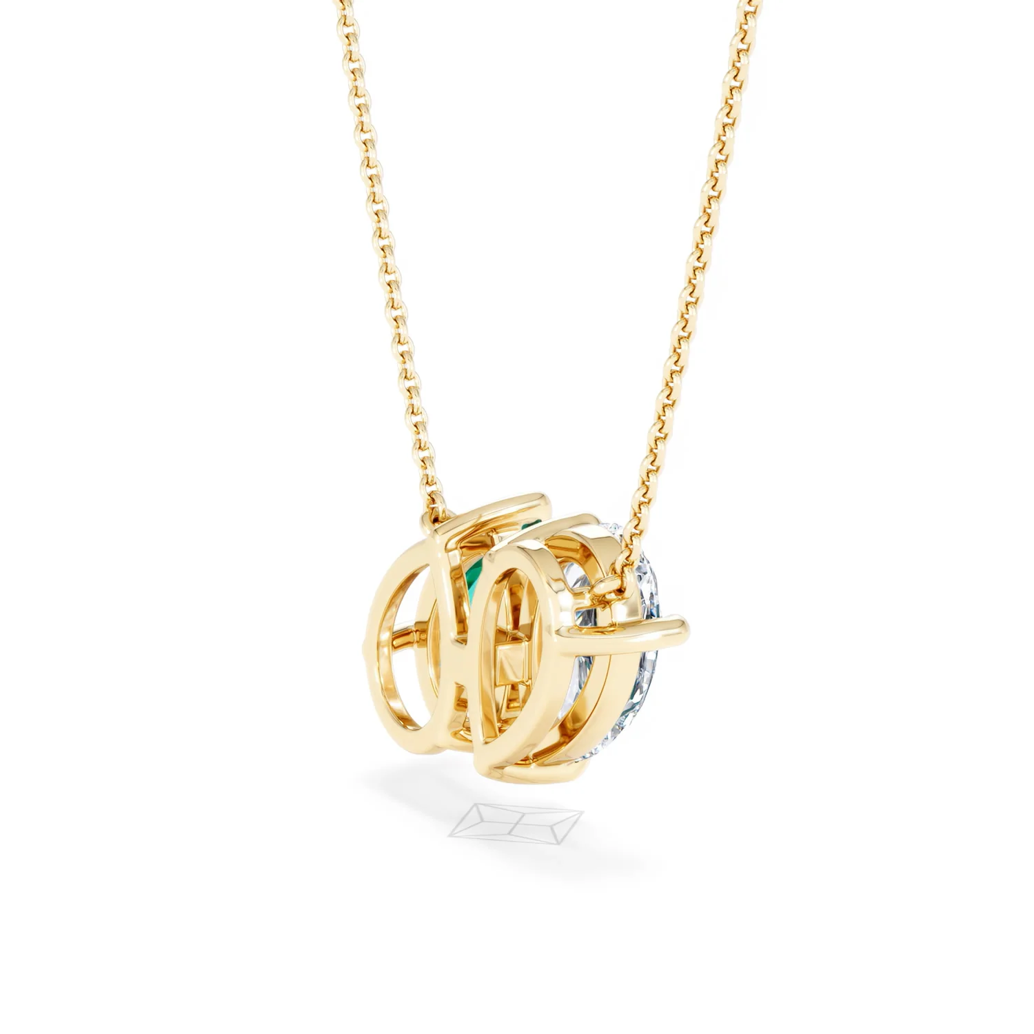 Toi Et Moi 1.50ct Pear Lab Diamond and 2.50ct Pear Lab Emerald Necklace in 18K Yellow Gold - Image 36