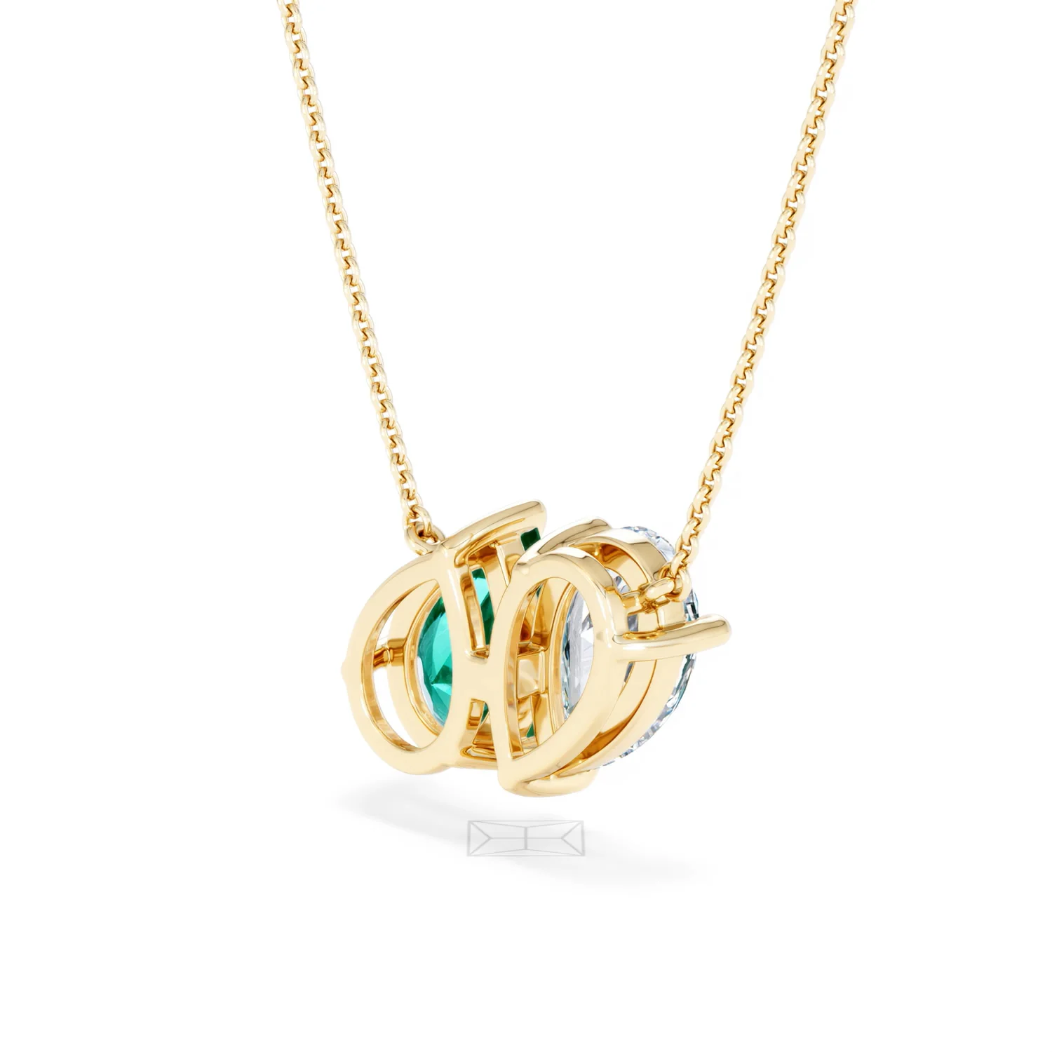 Toi Et Moi 1.50ct Pear Lab Diamond and 2.50ct Pear Lab Emerald Necklace in 18K Yellow Gold - Image 39