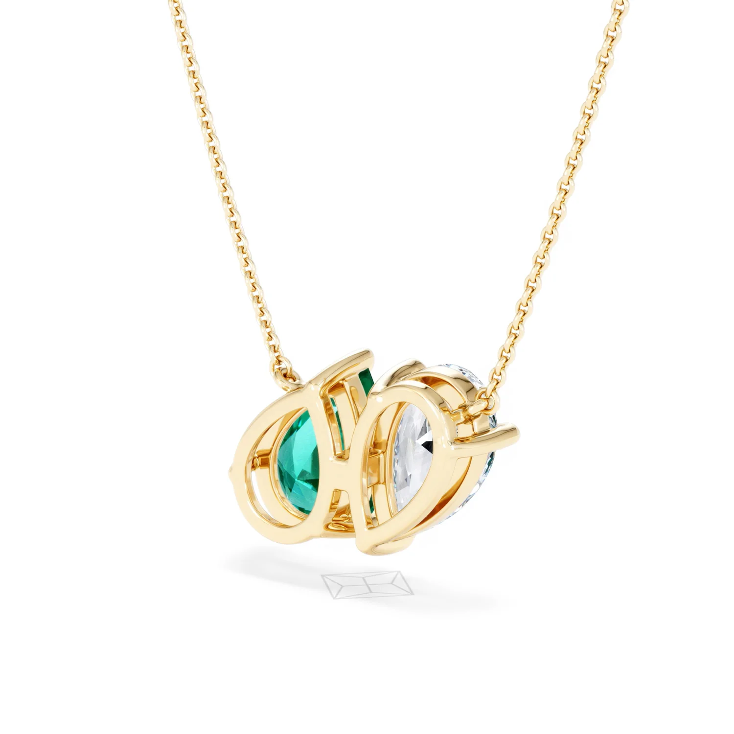 Toi Et Moi 1.50ct Pear Lab Diamond and 2.50ct Pear Lab Emerald Necklace in 18K Yellow Gold - Image 41