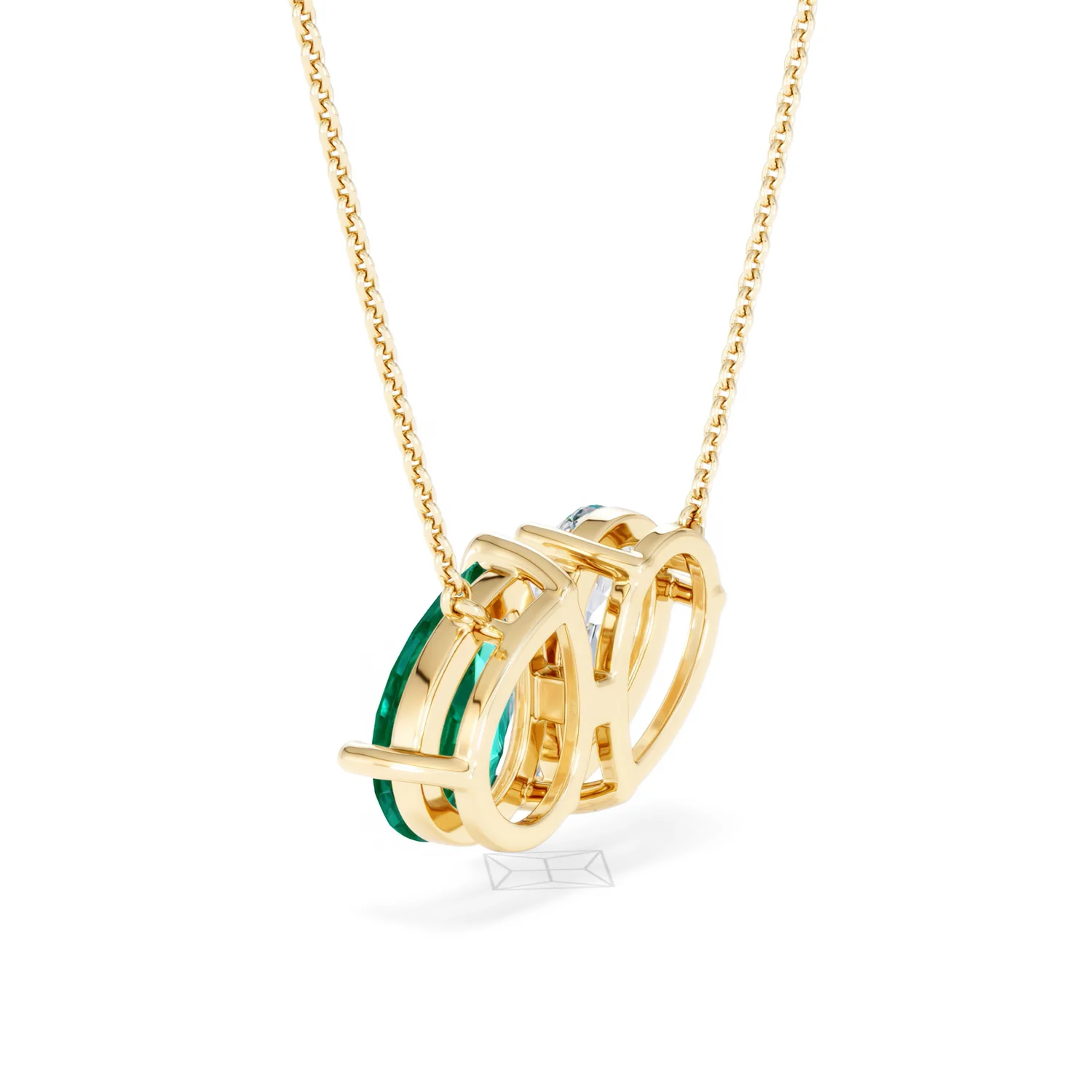 Toi Et Moi 1.50ct Pear Lab Diamond and 2.50ct Pear Lab Emerald Necklace in 18K Yellow Gold - Image 60