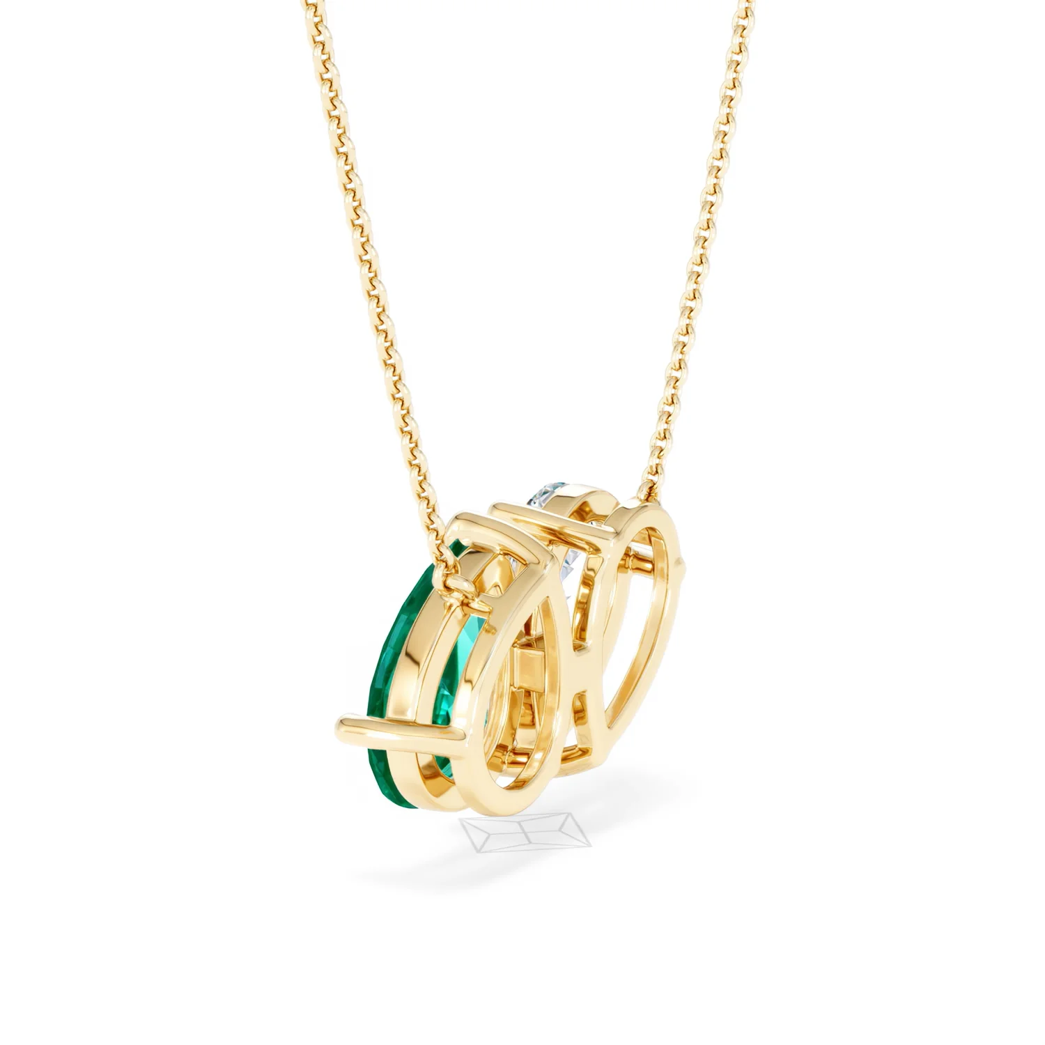 Toi Et Moi 1.50ct Pear Lab Diamond and 2.50ct Pear Lab Emerald Necklace in 18K Yellow Gold - Image 61