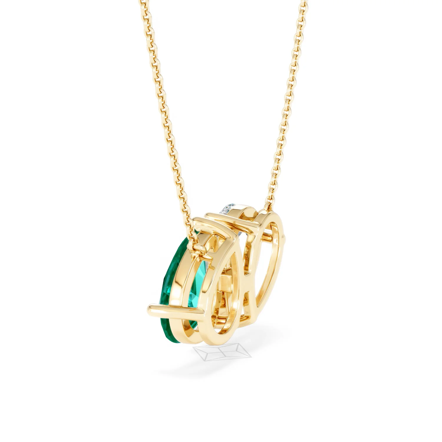 Toi Et Moi 1.50ct Pear Lab Diamond and 2.50ct Pear Lab Emerald Necklace in 18K Yellow Gold - Image 62