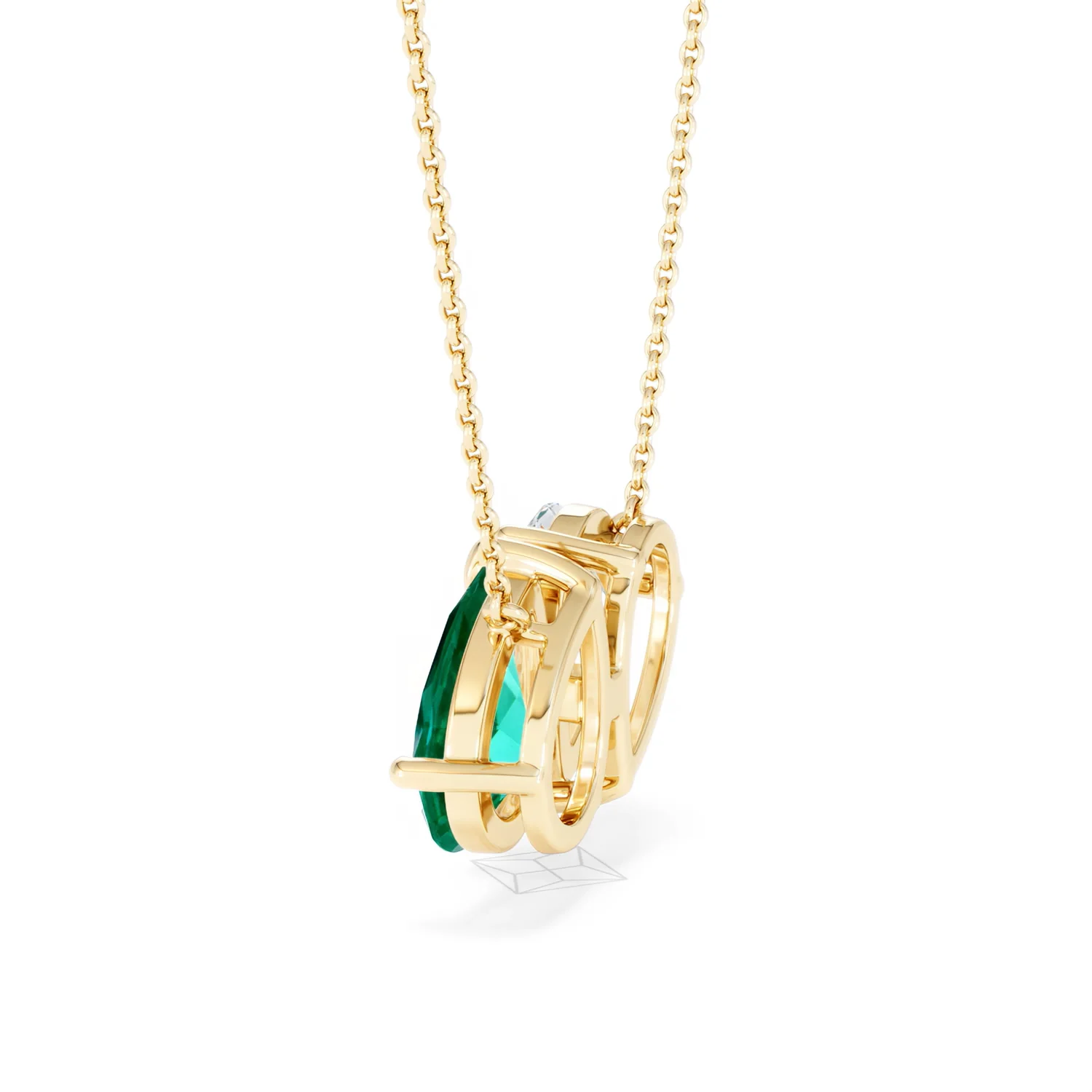 Toi Et Moi 1.50ct Pear Lab Diamond and 2.50ct Pear Lab Emerald Necklace in 18K Yellow Gold - Image 64