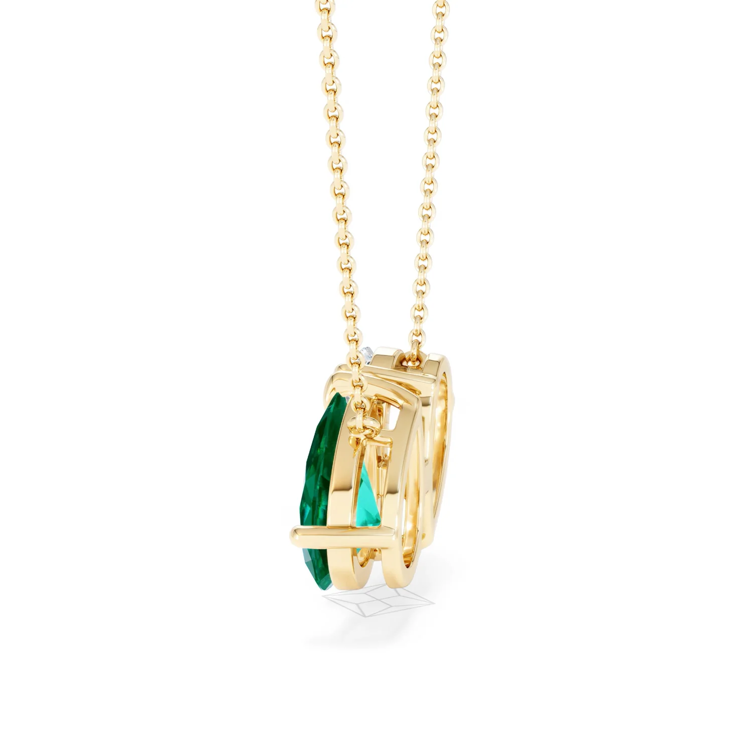 Toi Et Moi 1.50ct Pear Lab Diamond and 2.50ct Pear Lab Emerald Necklace in 18K Yellow Gold - Image 66
