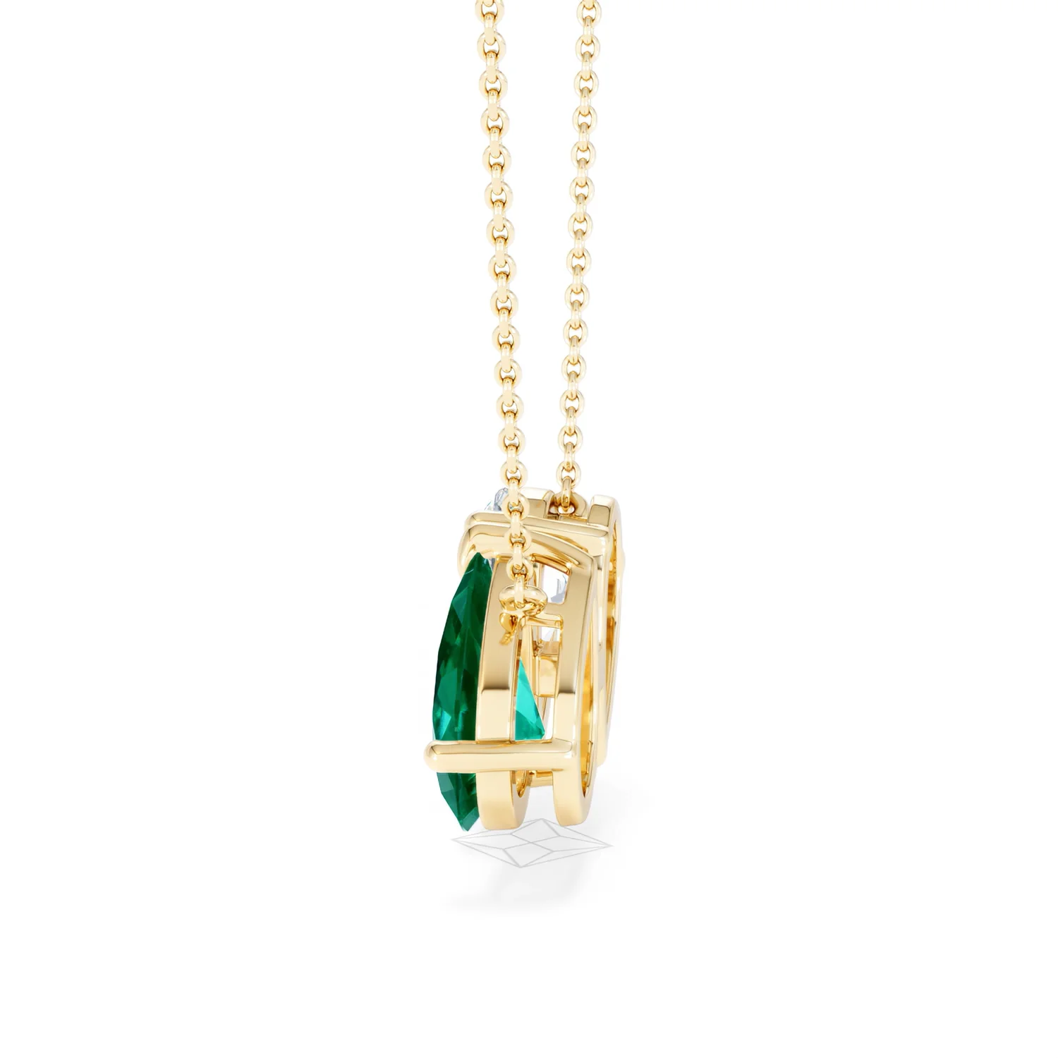 Toi Et Moi 1.50ct Pear Lab Diamond and 2.50ct Pear Lab Emerald Necklace in 18K Yellow Gold - Image 67