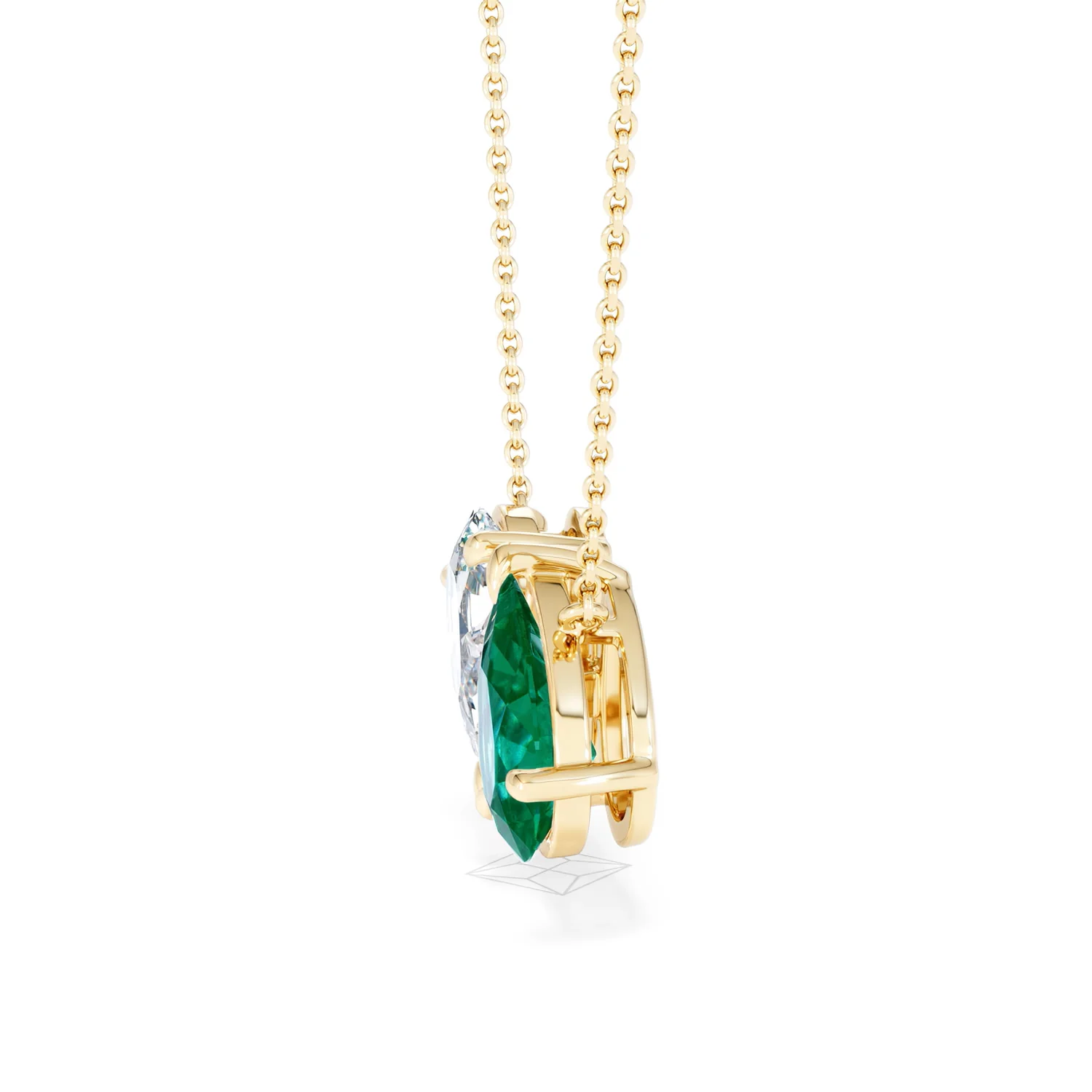 Toi Et Moi 1.50ct Pear Lab Diamond and 2.50ct Pear Lab Emerald Necklace in 18K Yellow Gold - Image 71