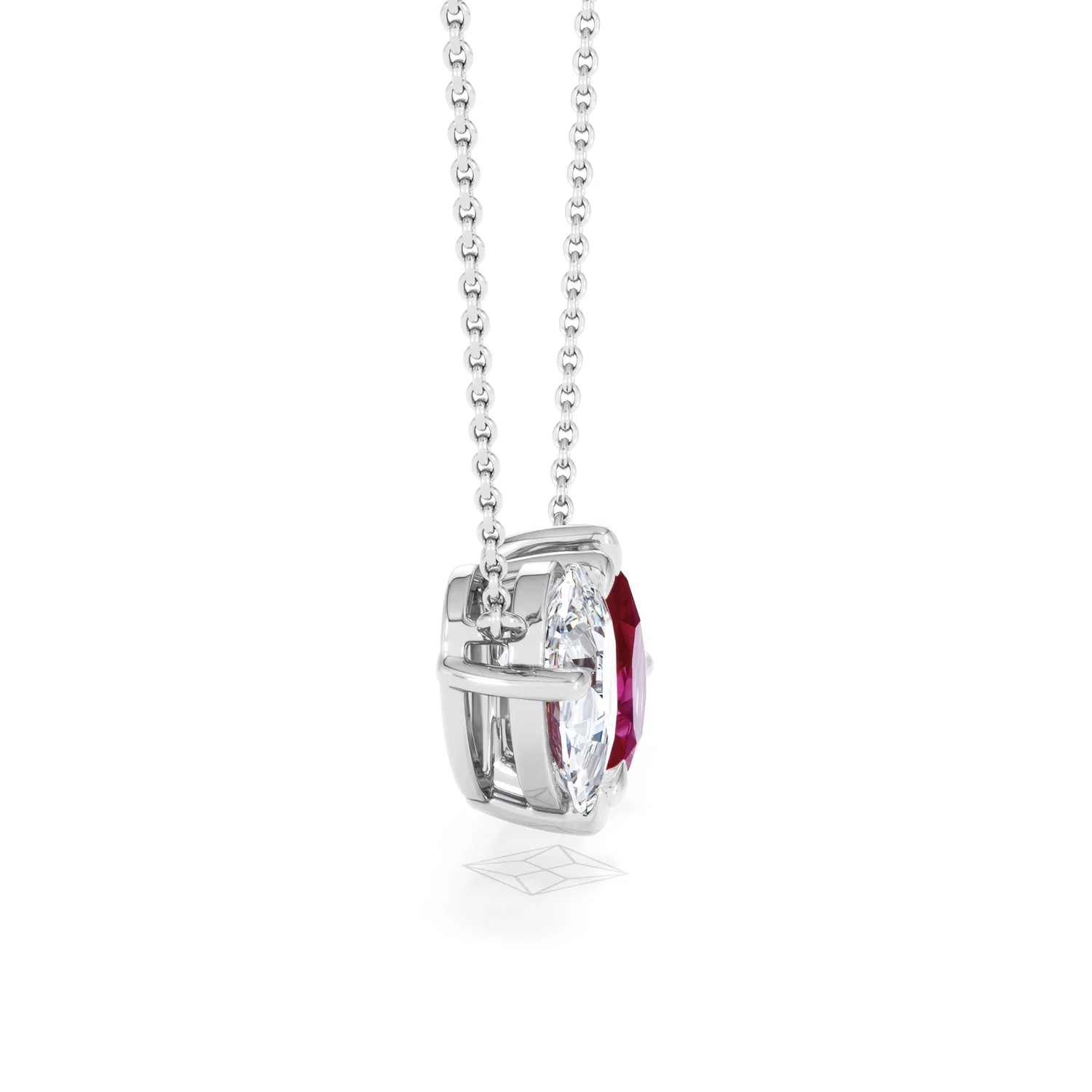 Toi Et Moi 1.50ct Pear Lab Diamond and 2.50ct Pear Lab Ruby Necklace in 18K White Gold - Image 27