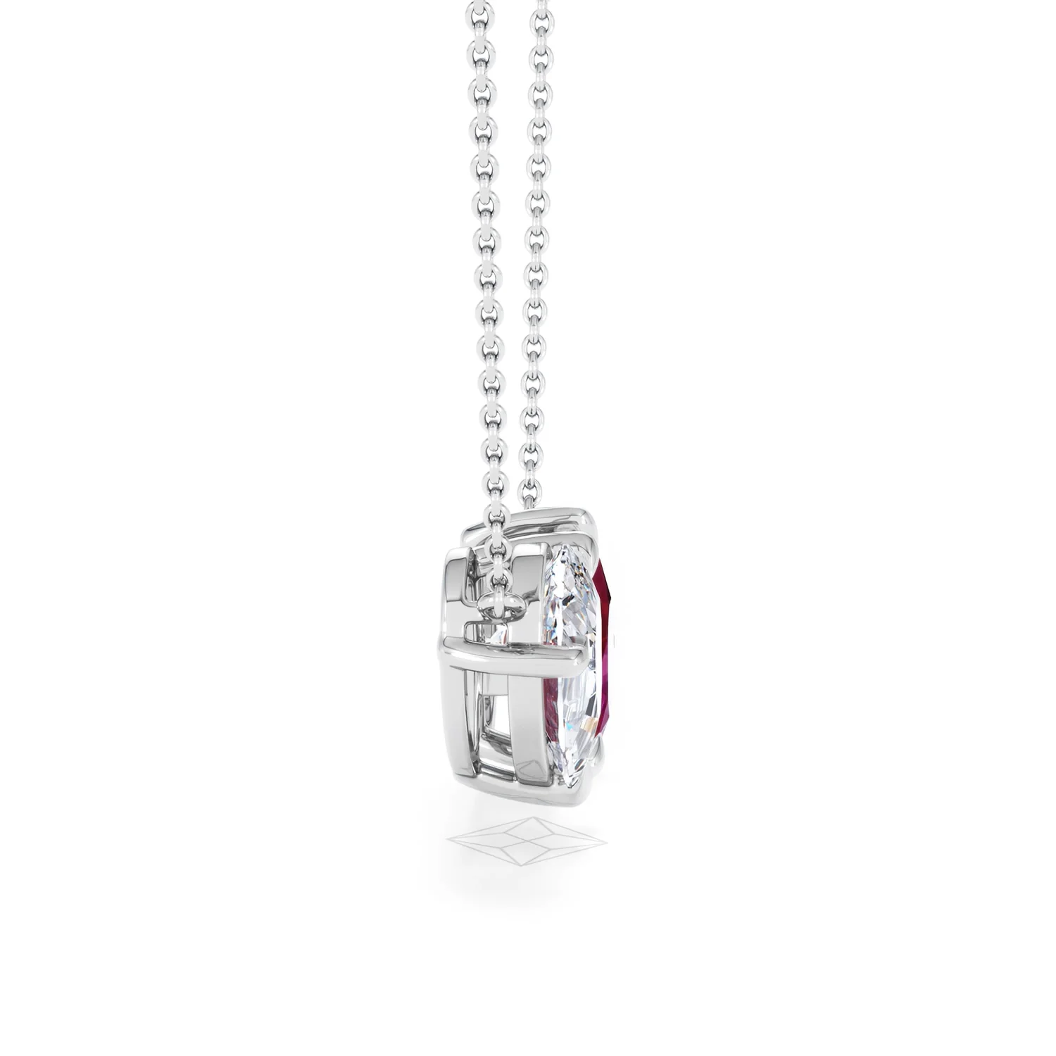 Toi Et Moi 1.50ct Pear Lab Diamond and 2.50ct Pear Lab Ruby Necklace in 18K White Gold - Image 28