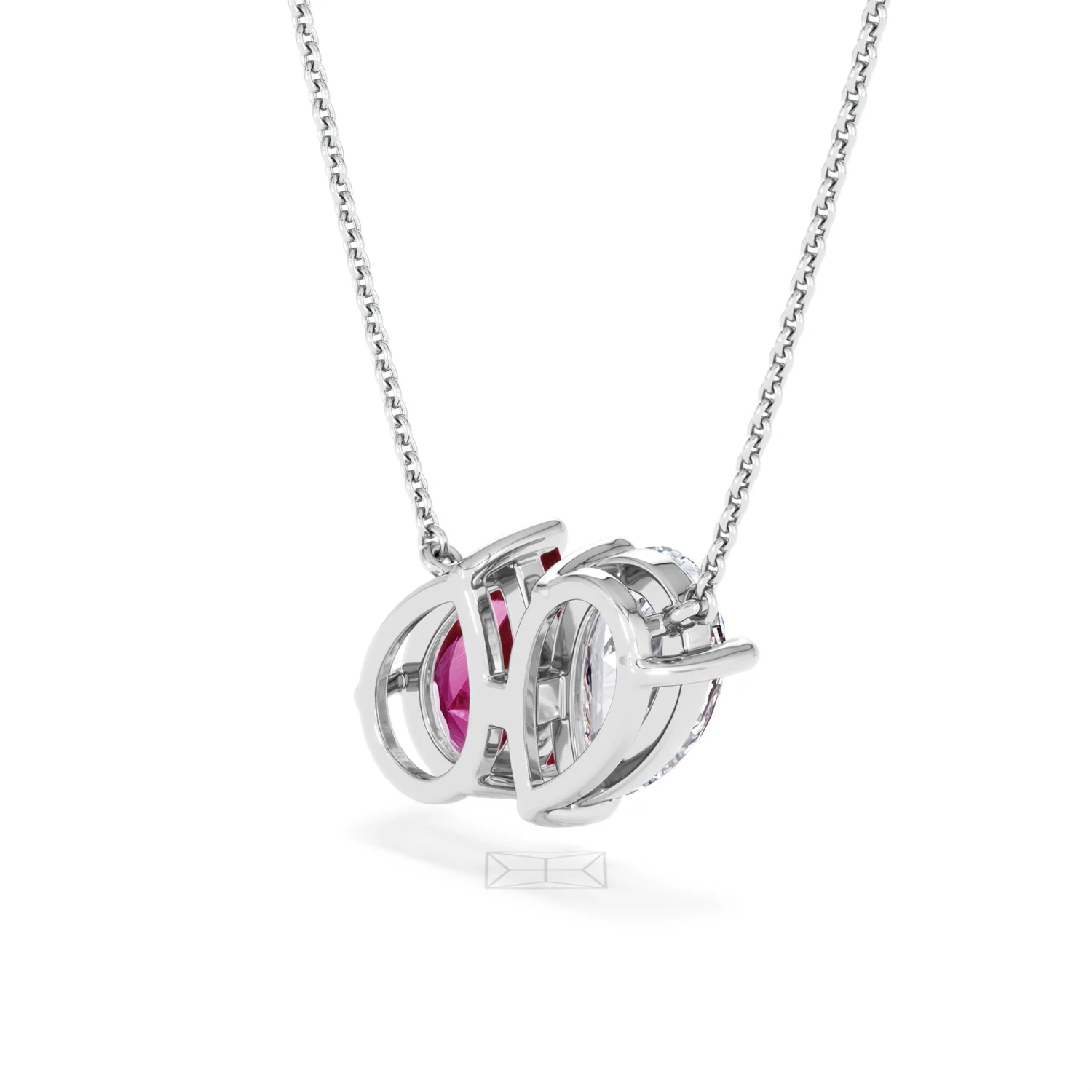 Toi Et Moi 1.50ct Pear Lab Diamond and 2.50ct Pear Lab Ruby Necklace in 18K White Gold - Image 39