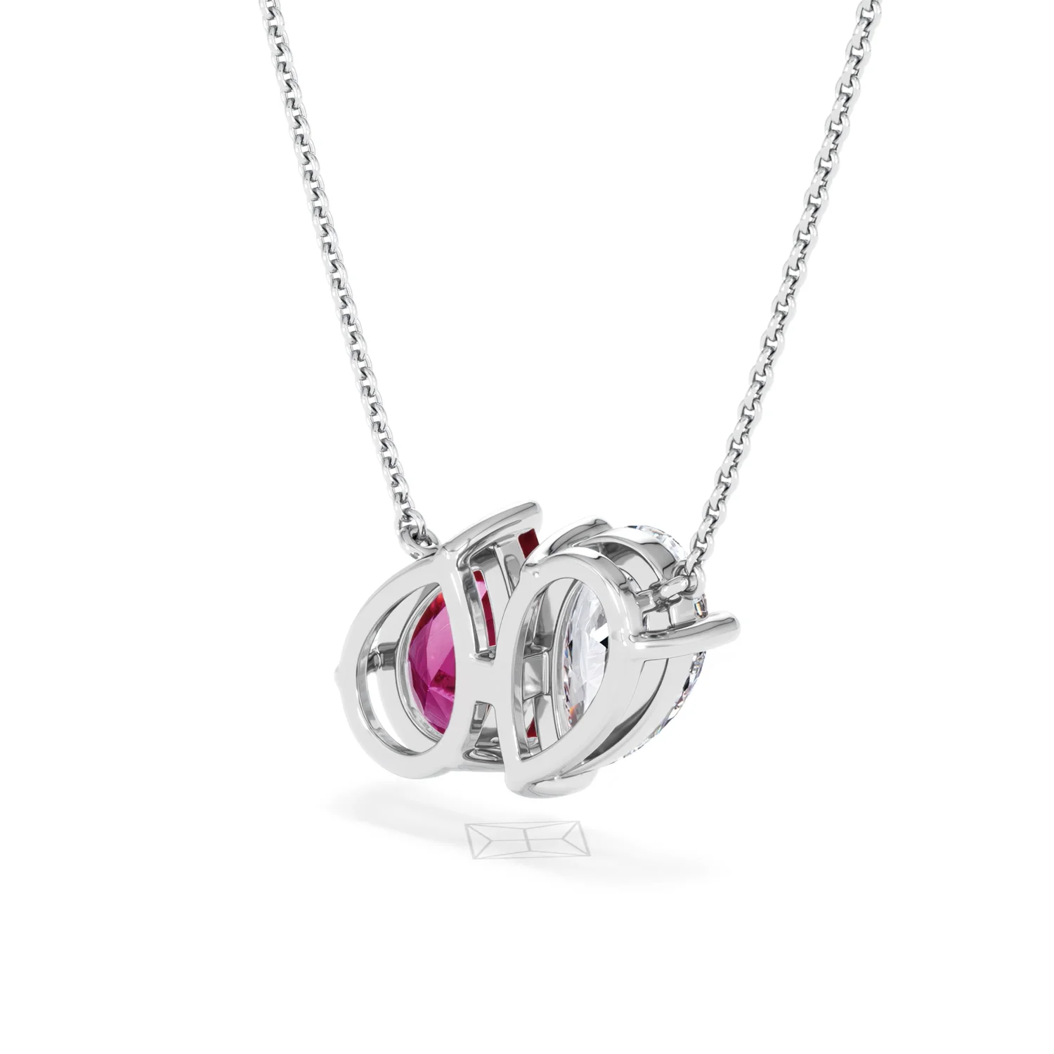 Toi Et Moi 1.50ct Pear Lab Diamond and 2.50ct Pear Lab Ruby Necklace in 18K White Gold - Image 40