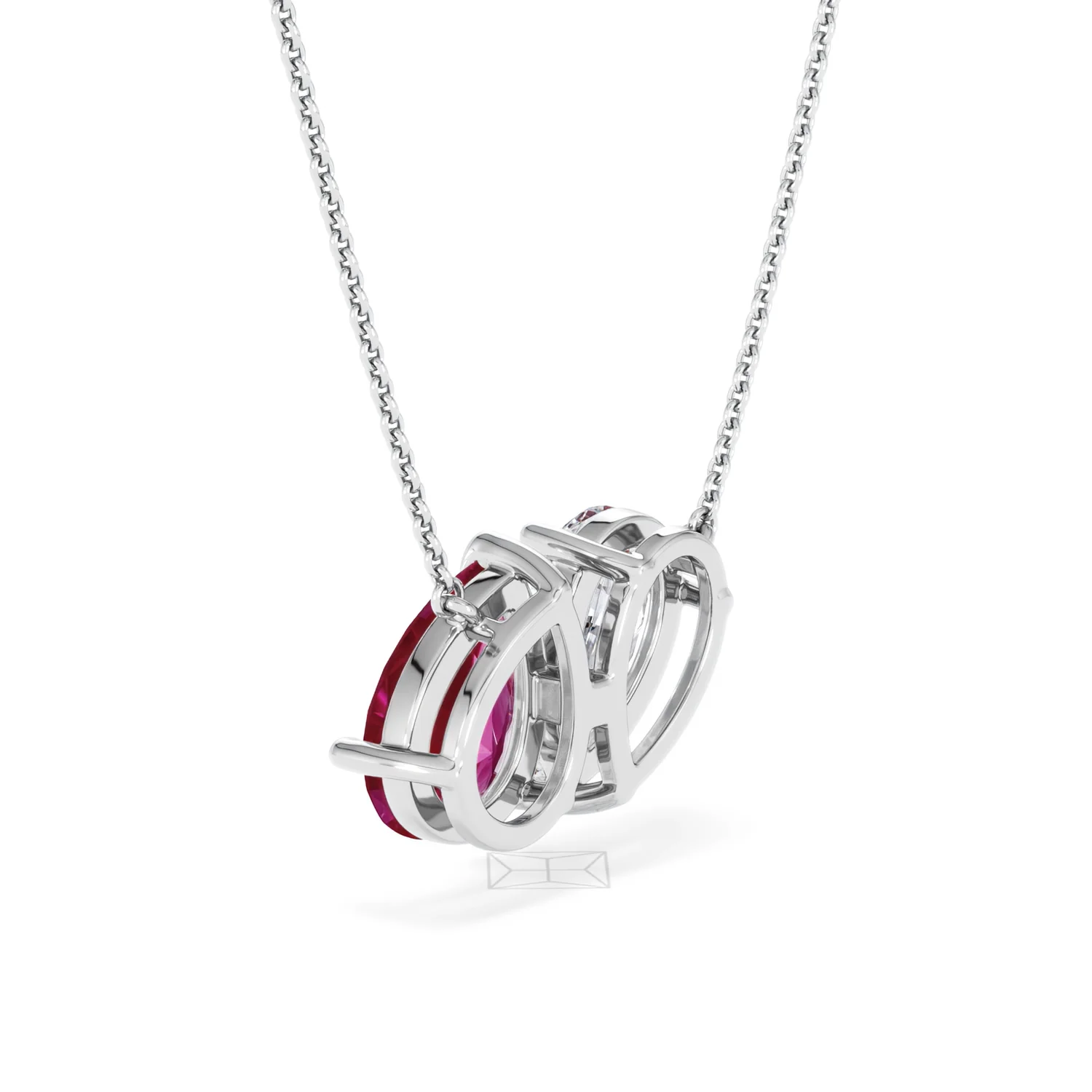 Toi Et Moi 1.50ct Pear Lab Diamond and 2.50ct Pear Lab Ruby Necklace in 18K White Gold - Image 59