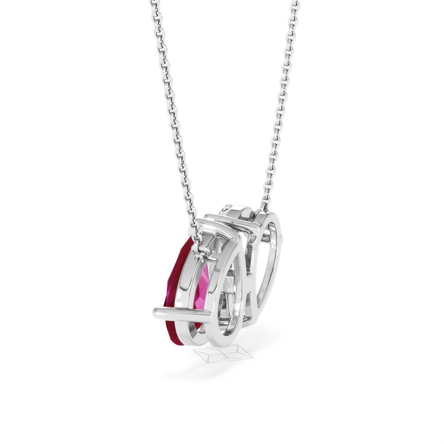 Toi Et Moi 1.50ct Pear Lab Diamond and 2.50ct Pear Lab Ruby Necklace in 18K White Gold - Image 63