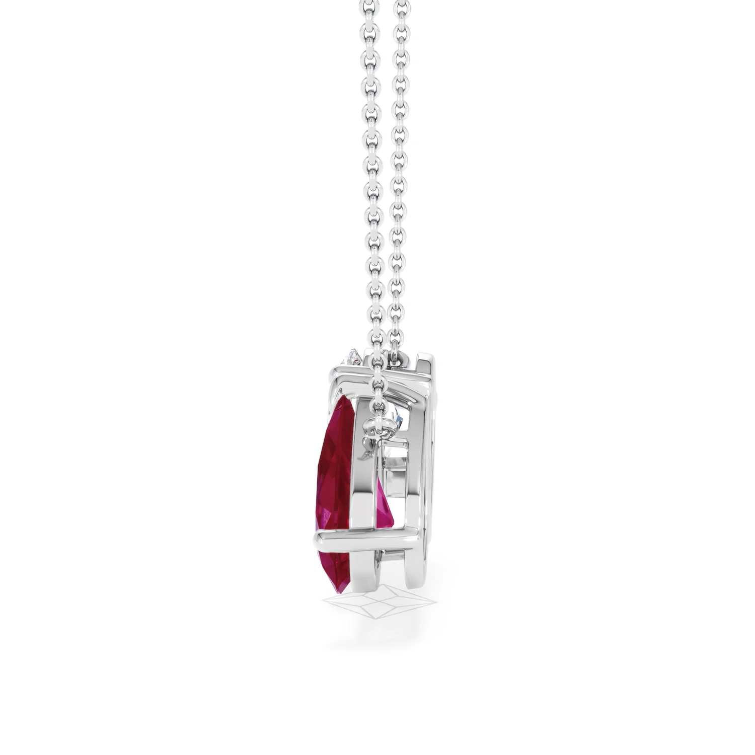 Toi Et Moi 1.50ct Pear Lab Diamond and 2.50ct Pear Lab Ruby Necklace in 18K White Gold - Image 68