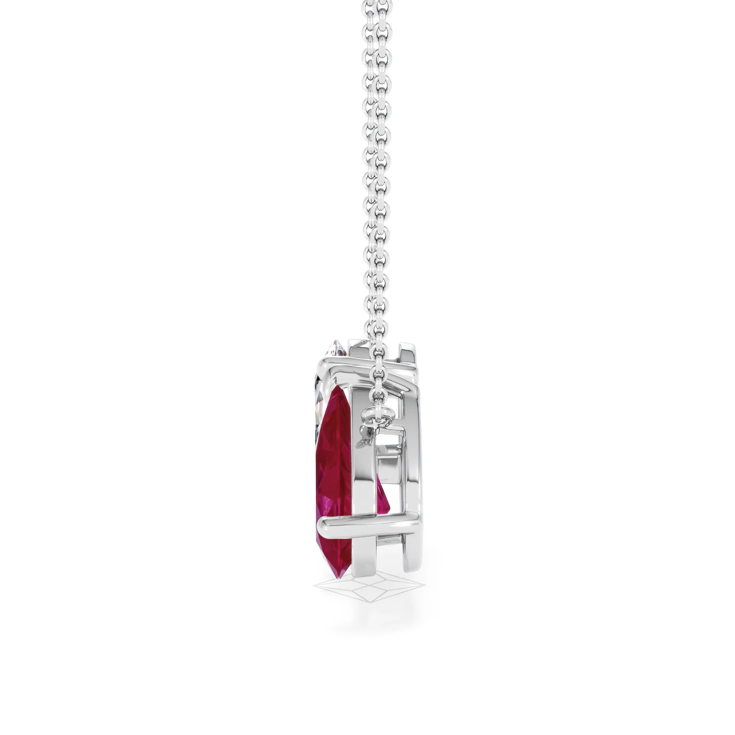 Toi Et Moi 1.50ct Pear Lab Diamond and 2.50ct Pear Lab Ruby Necklace in 18K White Gold - Image 69