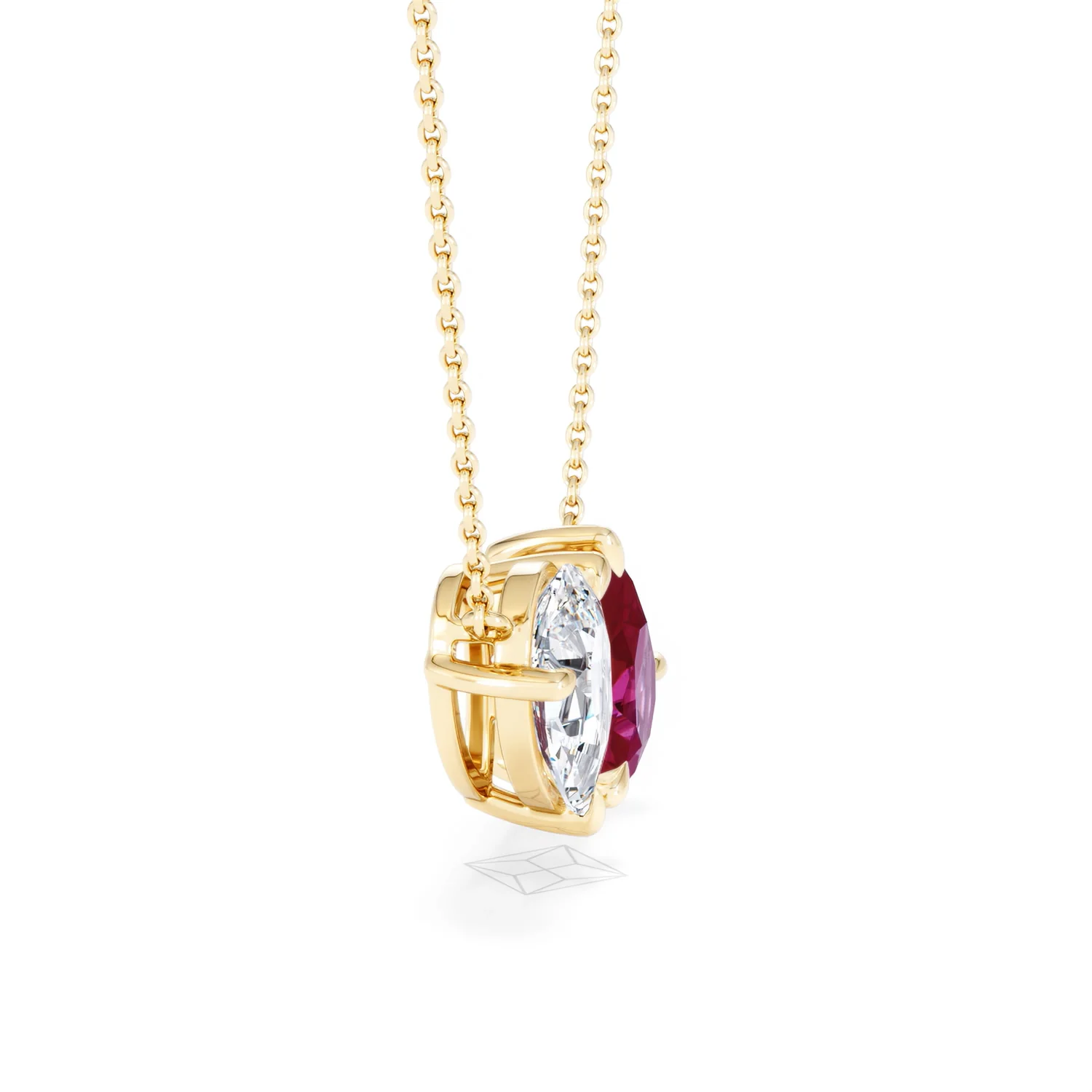 Toi Et Moi 1.50ct Pear Lab Diamond and 2.50ct Pear Lab Ruby Necklace in 18K Yellow Gold - Image 26
