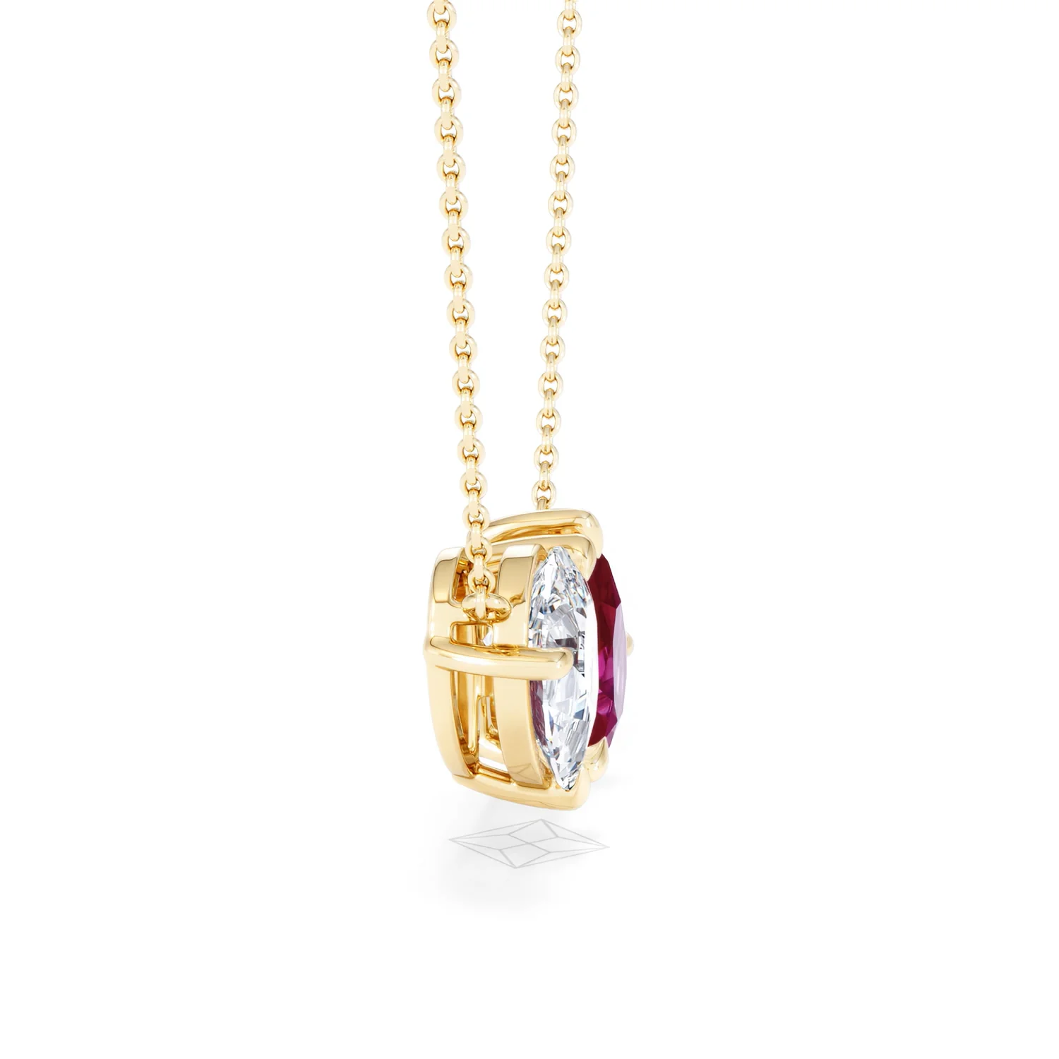 Toi Et Moi 1.50ct Pear Lab Diamond and 2.50ct Pear Lab Ruby Necklace in 18K Yellow Gold - Image 27