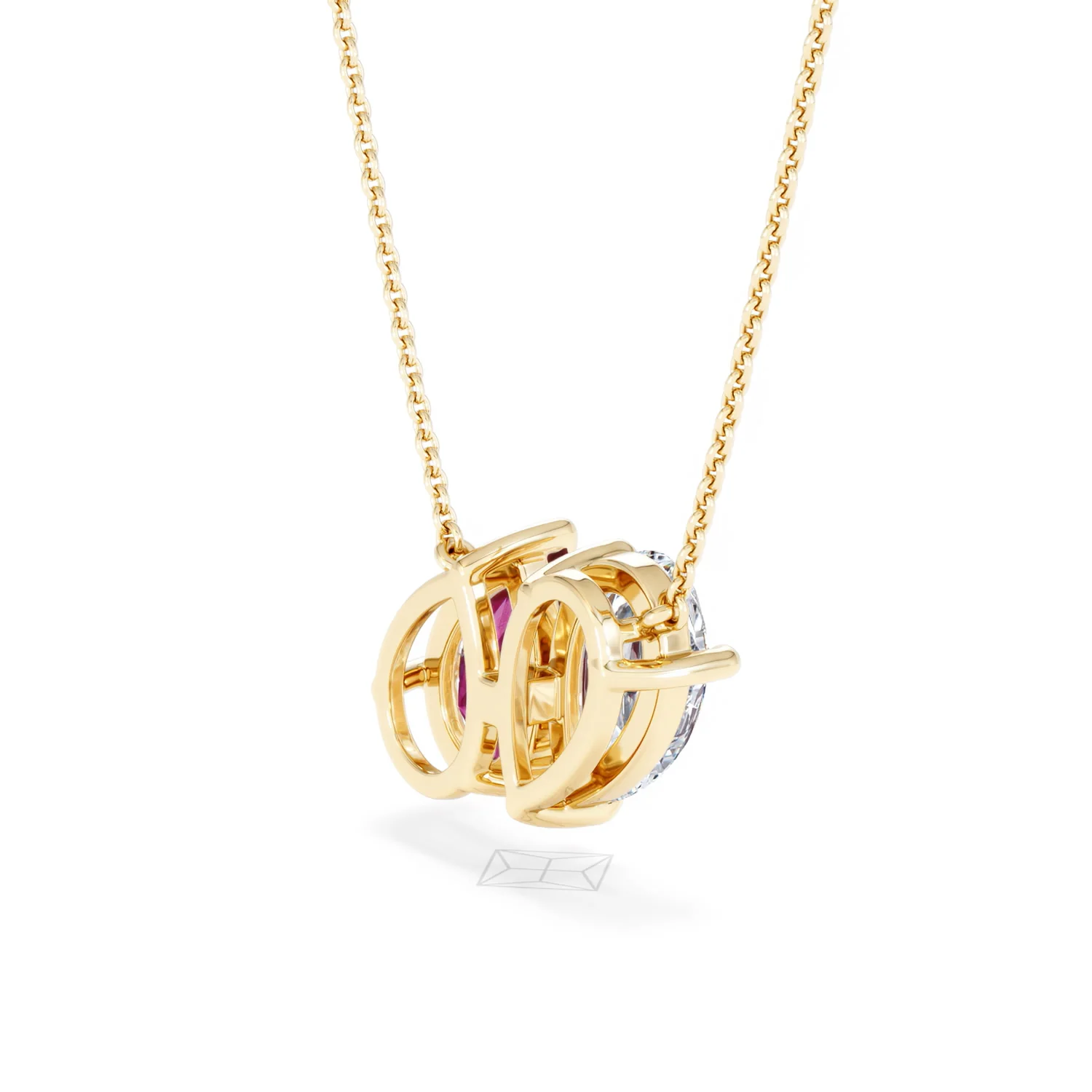 Toi Et Moi 1.50ct Pear Lab Diamond and 2.50ct Pear Lab Ruby Necklace in 18K Yellow Gold - Image 37