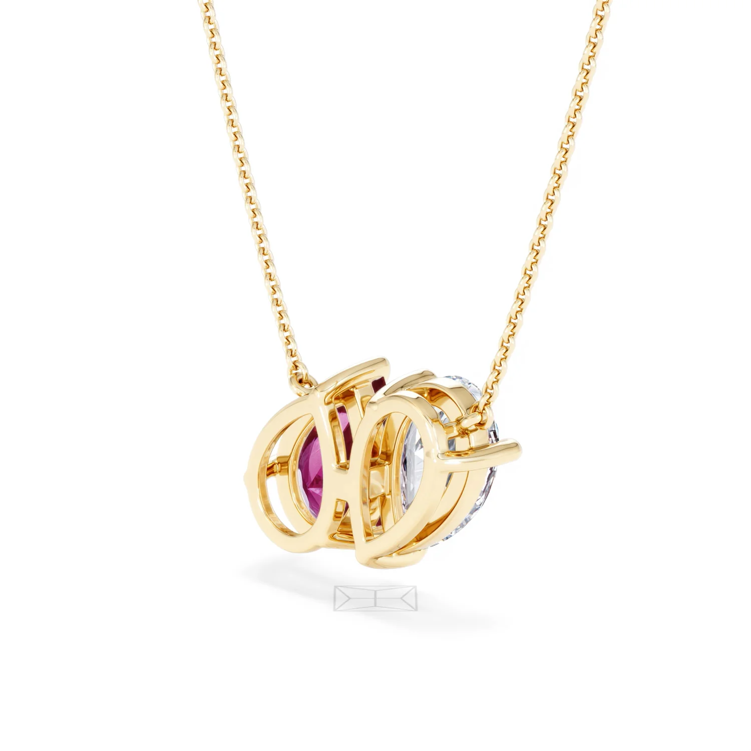 Toi Et Moi 1.50ct Pear Lab Diamond and 2.50ct Pear Lab Ruby Necklace in 18K Yellow Gold - Image 39