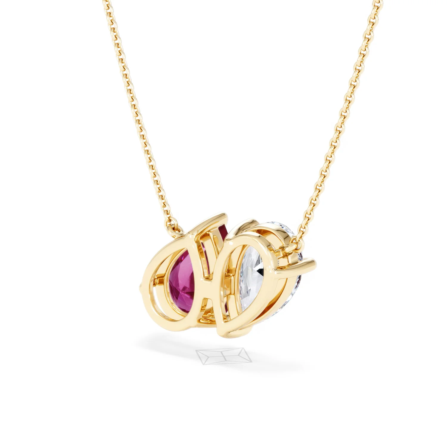 Toi Et Moi 1.50ct Pear Lab Diamond and 2.50ct Pear Lab Ruby Necklace in 18K Yellow Gold - Image 41