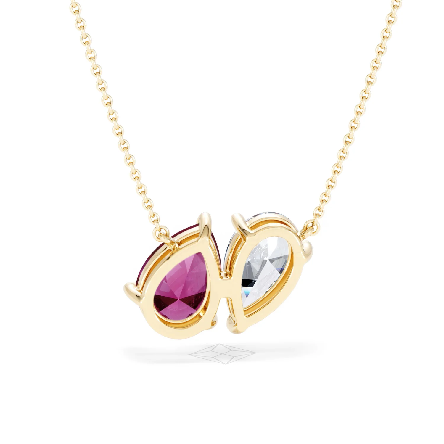 Toi Et Moi 1.50ct Pear Lab Diamond and 2.50ct Pear Lab Ruby Necklace in 18K Yellow Gold - Image 50