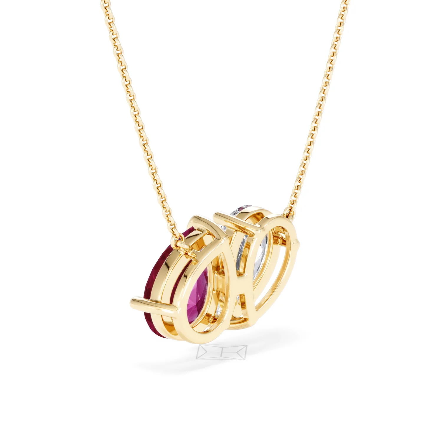 Toi Et Moi 1.50ct Pear Lab Diamond and 2.50ct Pear Lab Ruby Necklace in 18K Yellow Gold - Image 58