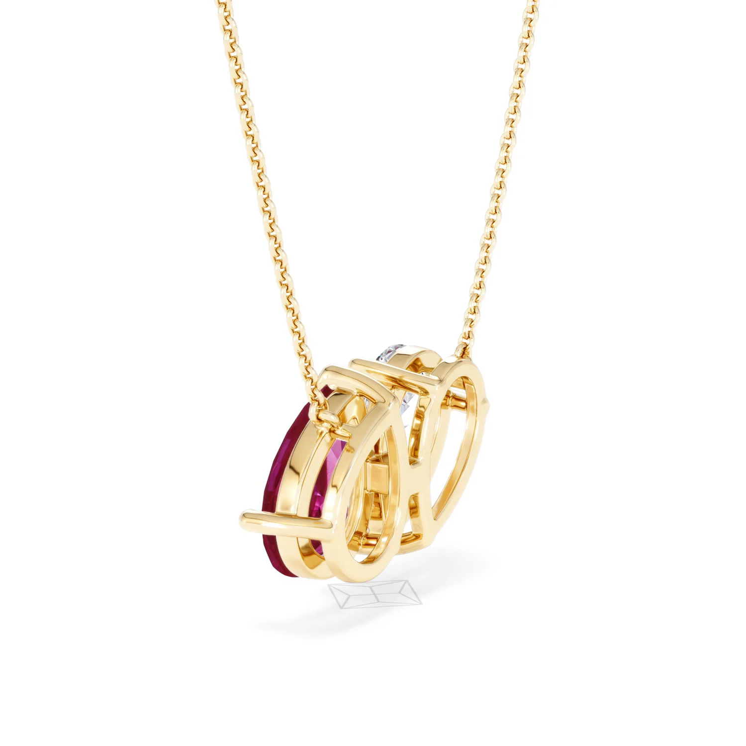 Toi Et Moi 1.50ct Pear Lab Diamond and 2.50ct Pear Lab Ruby Necklace in 18K Yellow Gold - Image 61