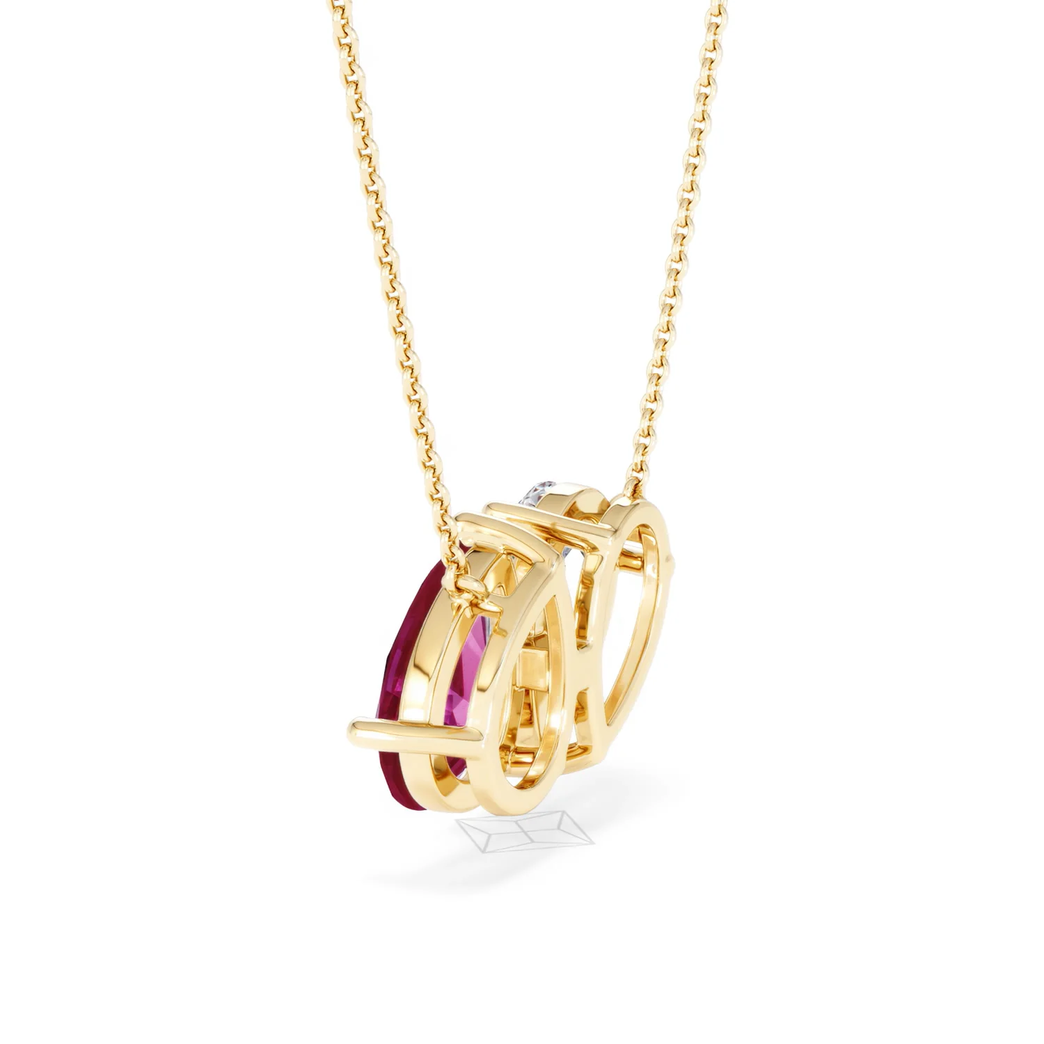 Toi Et Moi 1.50ct Pear Lab Diamond and 2.50ct Pear Lab Ruby Necklace in 18K Yellow Gold - Image 62