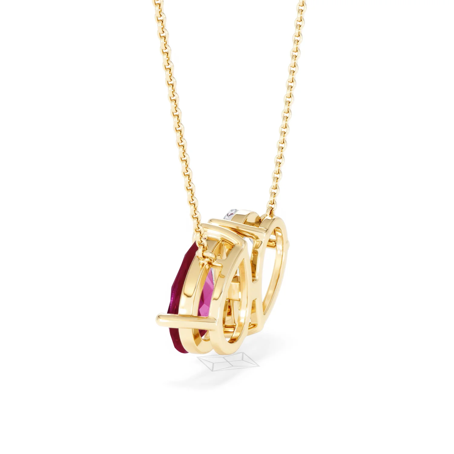 Toi Et Moi 1.50ct Pear Lab Diamond and 2.50ct Pear Lab Ruby Necklace in 18K Yellow Gold - Image 63