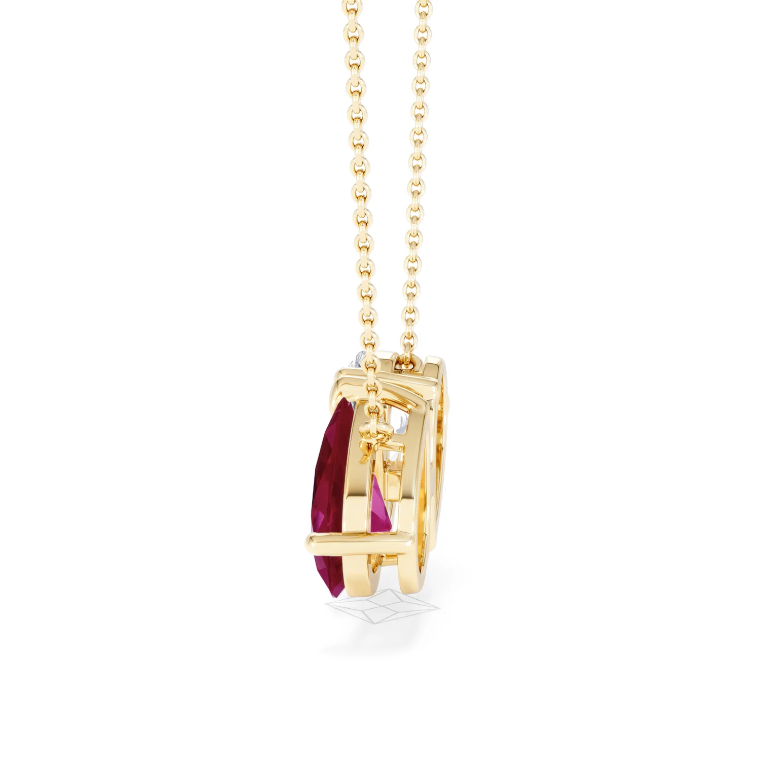 Toi Et Moi 1.50ct Pear Lab Diamond and 2.50ct Pear Lab Ruby Necklace in 18K Yellow Gold - Image 67