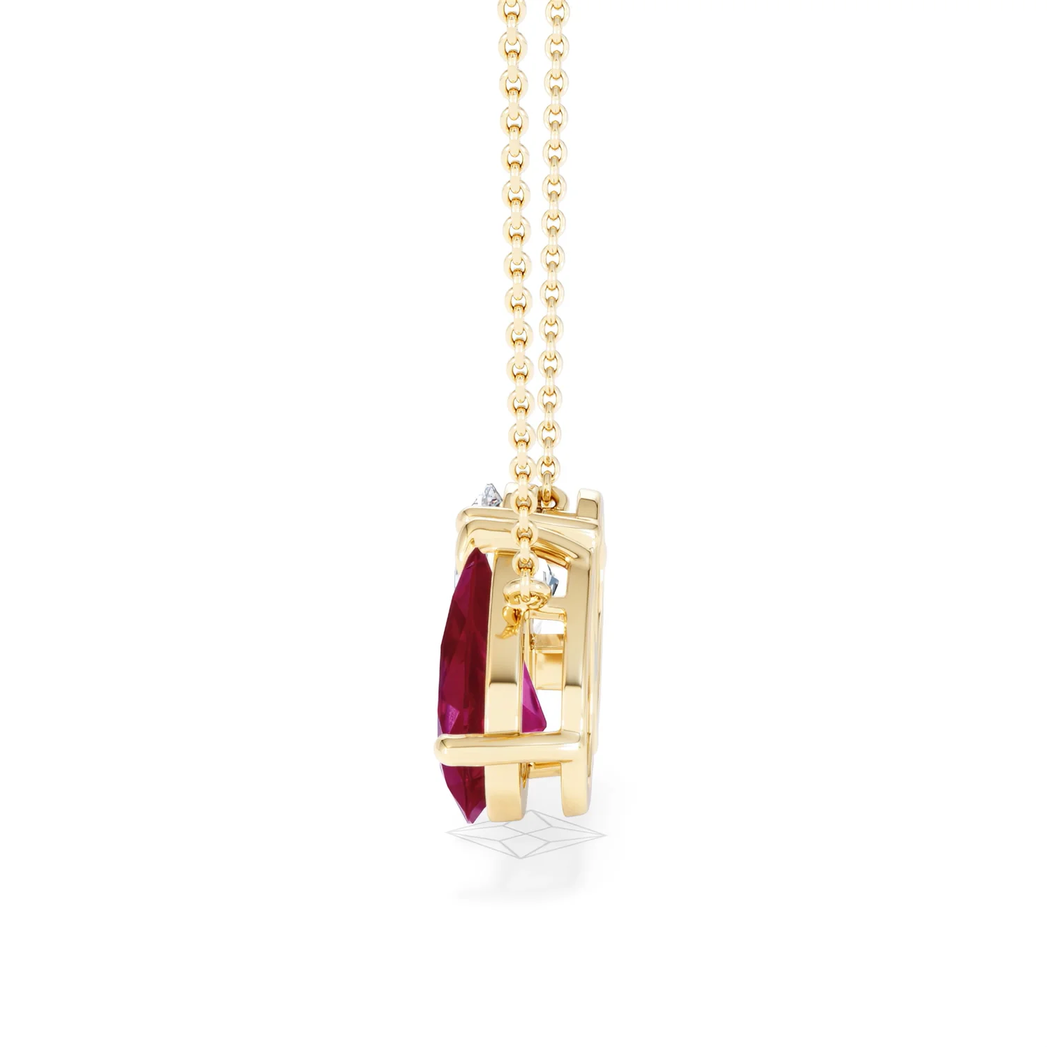 Toi Et Moi 1.50ct Pear Lab Diamond and 2.50ct Pear Lab Ruby Necklace in 18K Yellow Gold - Image 68