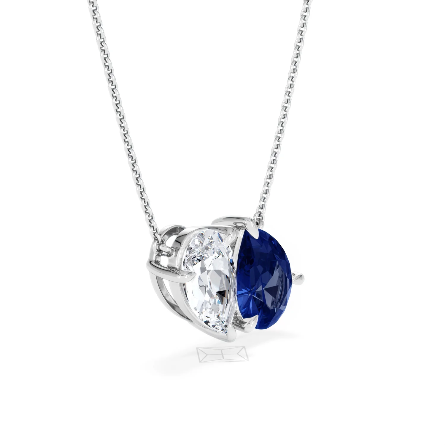 Toi Et Moi 1.50ct Pear Lab Diamond and 2.50ct Pear Lab Sapphire Necklace in 18K White Gold - Image 20