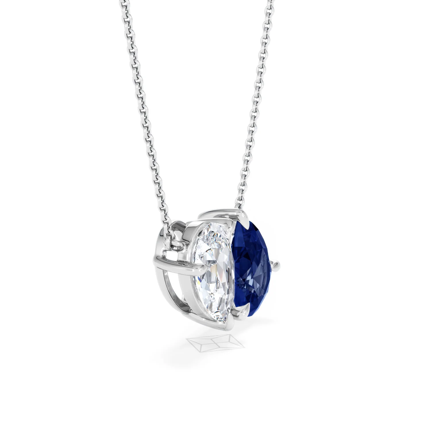 Toi Et Moi 1.50ct Pear Lab Diamond and 2.50ct Pear Lab Sapphire Necklace in 18K White Gold - Image 23