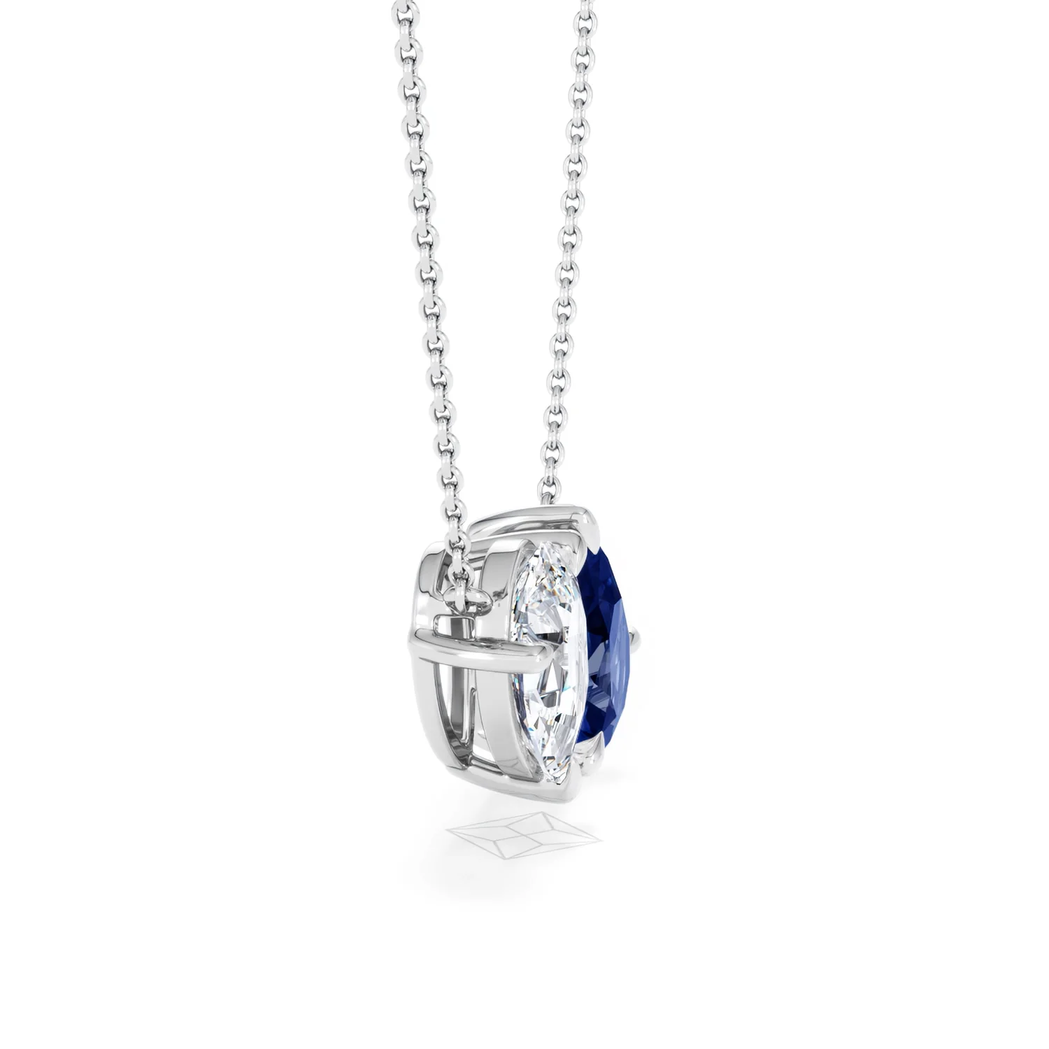 Toi Et Moi 1.50ct Pear Lab Diamond and 2.50ct Pear Lab Sapphire Necklace in 18K White Gold - Image 26