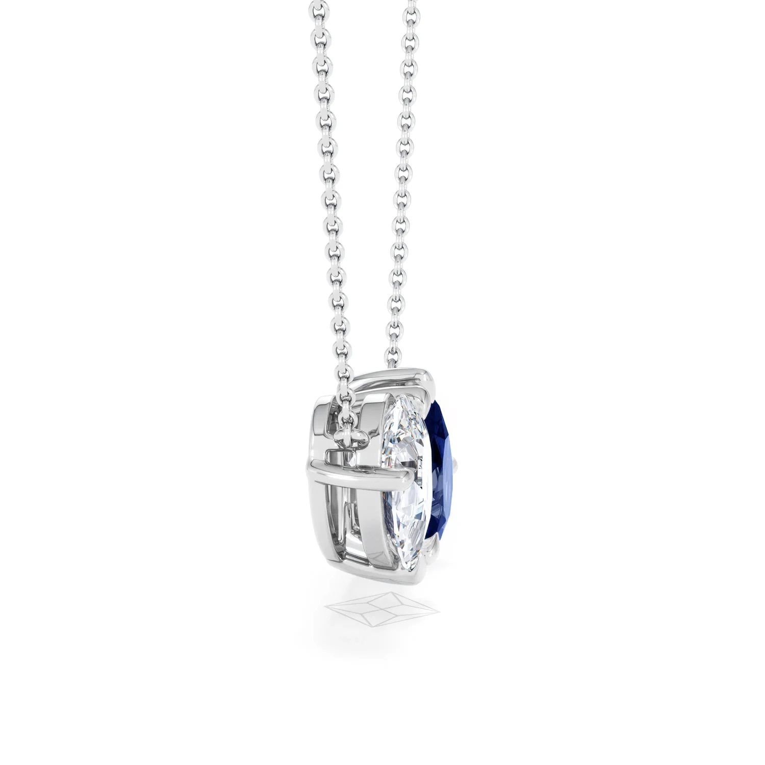 Toi Et Moi 1.50ct Pear Lab Diamond and 2.50ct Pear Lab Sapphire Necklace in 18K White Gold - Image 27