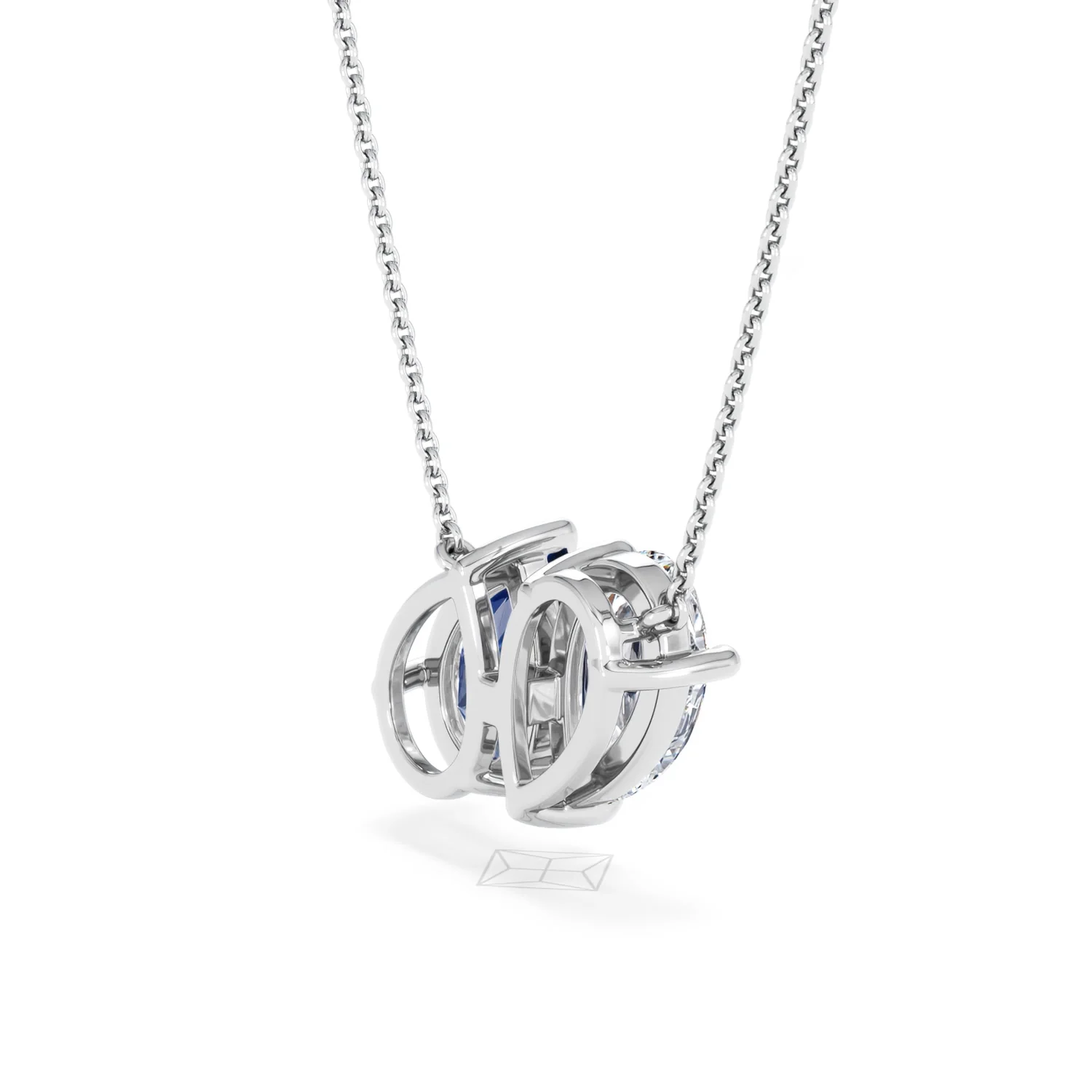Toi Et Moi 1.50ct Pear Lab Diamond and 2.50ct Pear Lab Sapphire Necklace in 18K White Gold - Image 37
