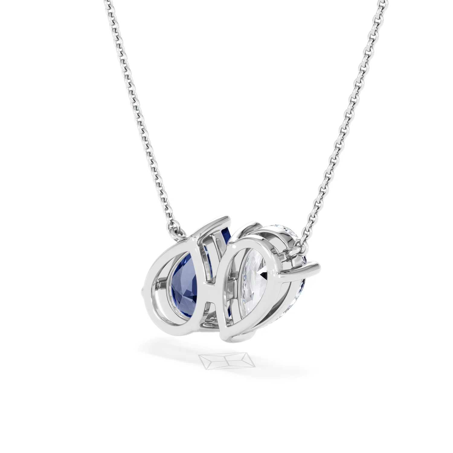 Toi Et Moi 1.50ct Pear Lab Diamond and 2.50ct Pear Lab Sapphire Necklace in 18K White Gold - Image 41