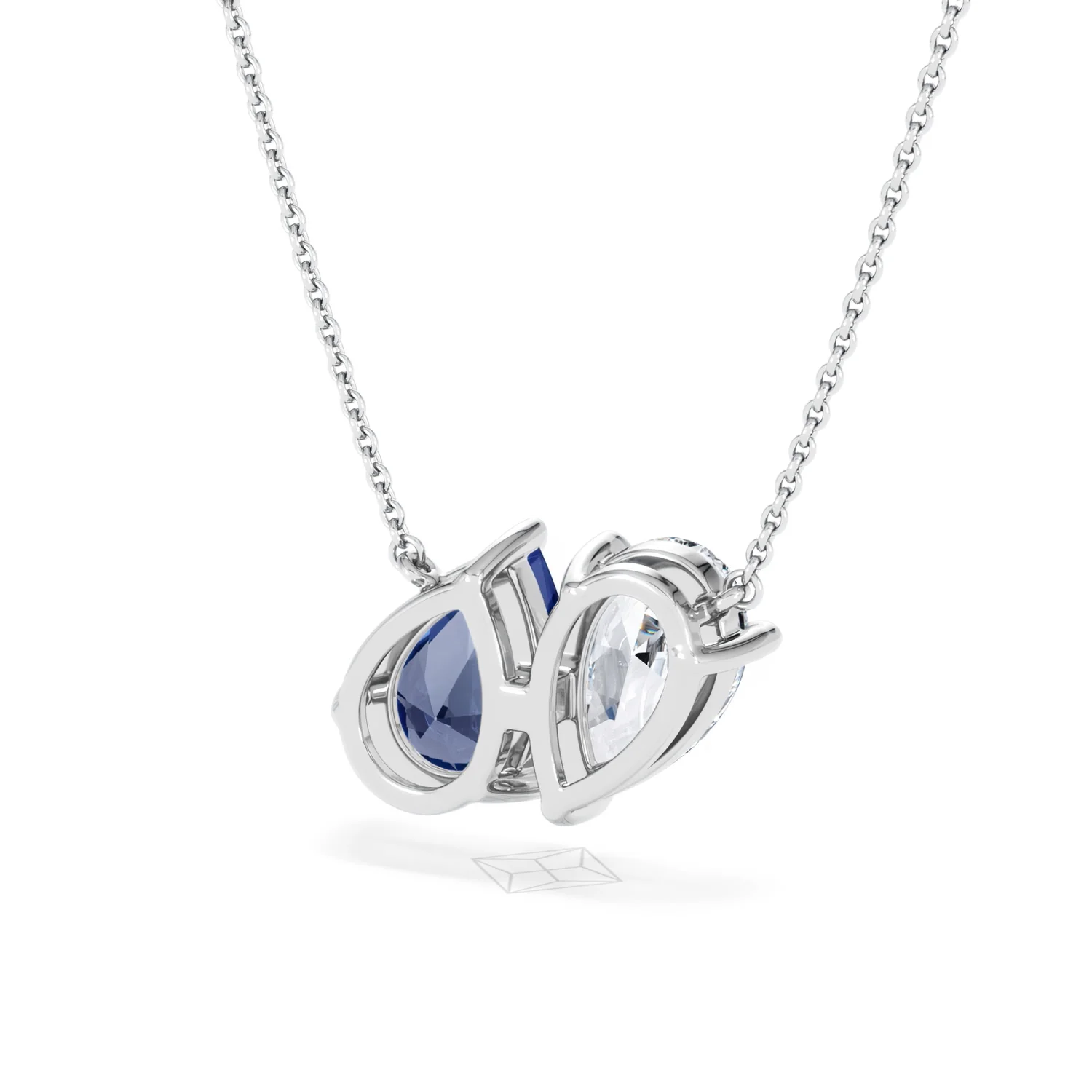 Toi Et Moi 1.50ct Pear Lab Diamond and 2.50ct Pear Lab Sapphire Necklace in 18K White Gold - Image 43