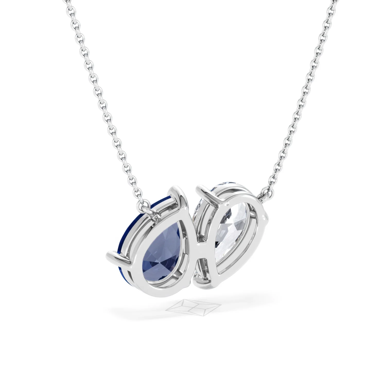 Toi Et Moi 1.50ct Pear Lab Diamond and 2.50ct Pear Lab Sapphire Necklace in 18K White Gold - Image 53