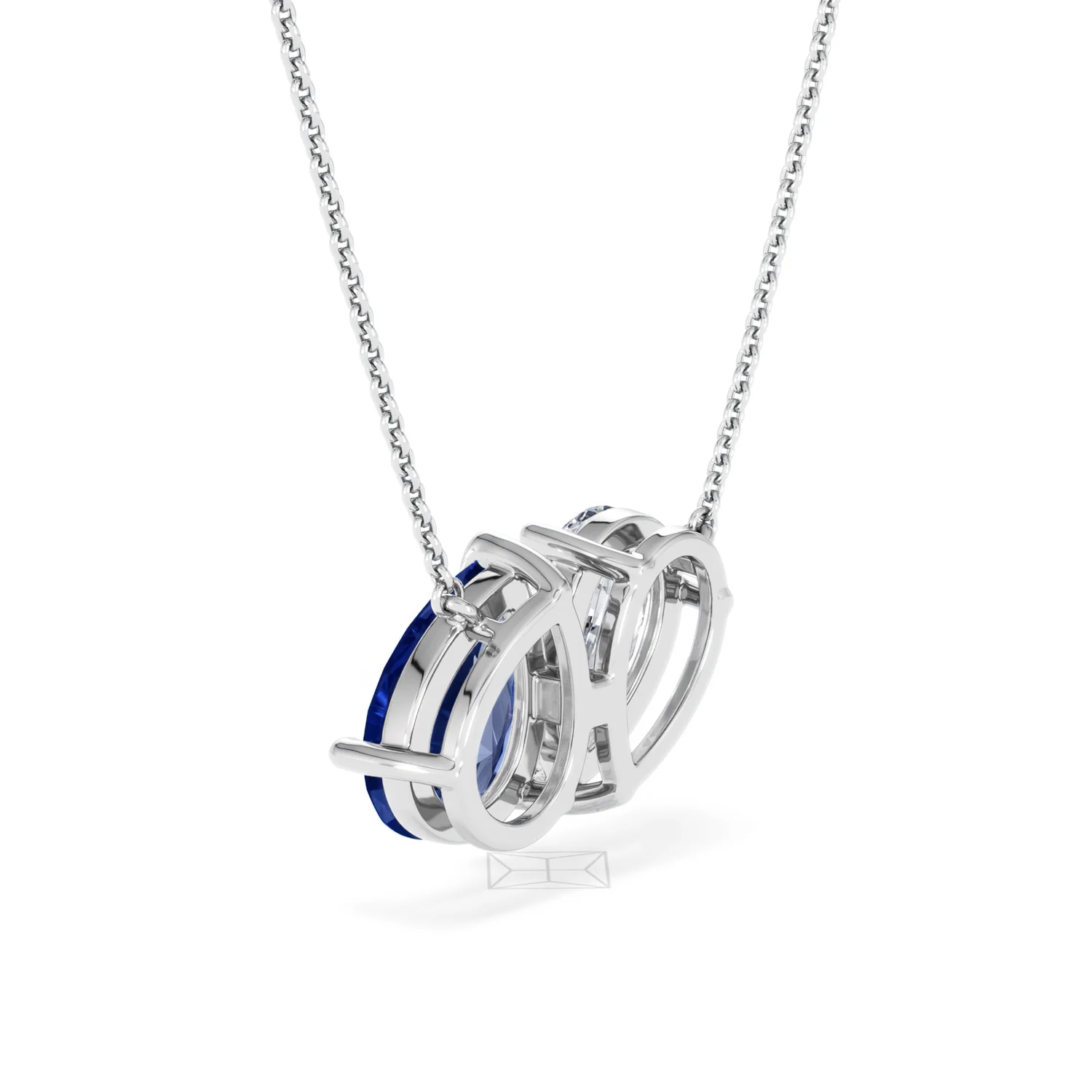 Toi Et Moi 1.50ct Pear Lab Diamond and 2.50ct Pear Lab Sapphire Necklace in 18K White Gold - Image 59
