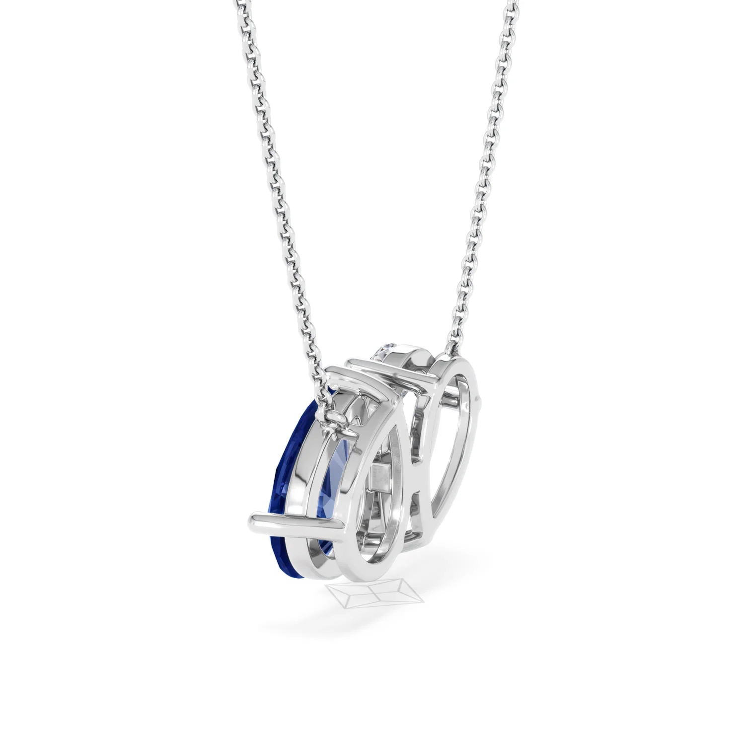 Toi Et Moi 1.50ct Pear Lab Diamond and 2.50ct Pear Lab Sapphire Necklace in 18K White Gold - Image 62