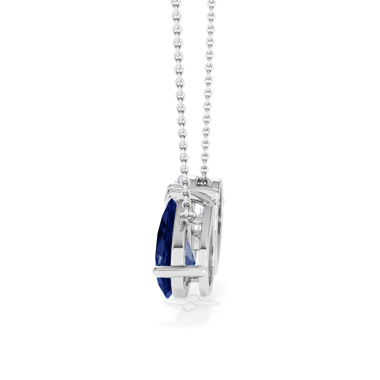 Toi Et Moi 1.50ct Pear Lab Diamond and 2.50ct Pear Lab Sapphire Necklace in 18K White Gold - Image 67
