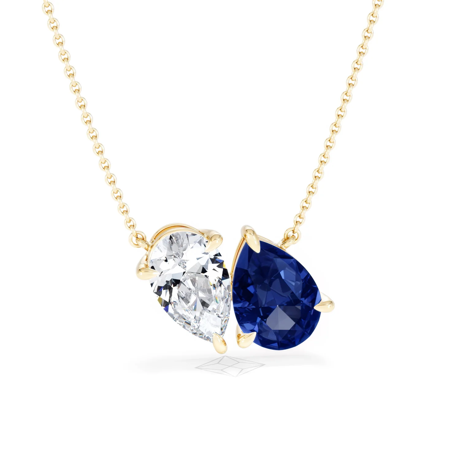 Toi Et Moi 1.50ct Pear Lab Diamond and 2.50ct Pear Lab Sapphire Necklace in 18K Yellow Gold - Image 11