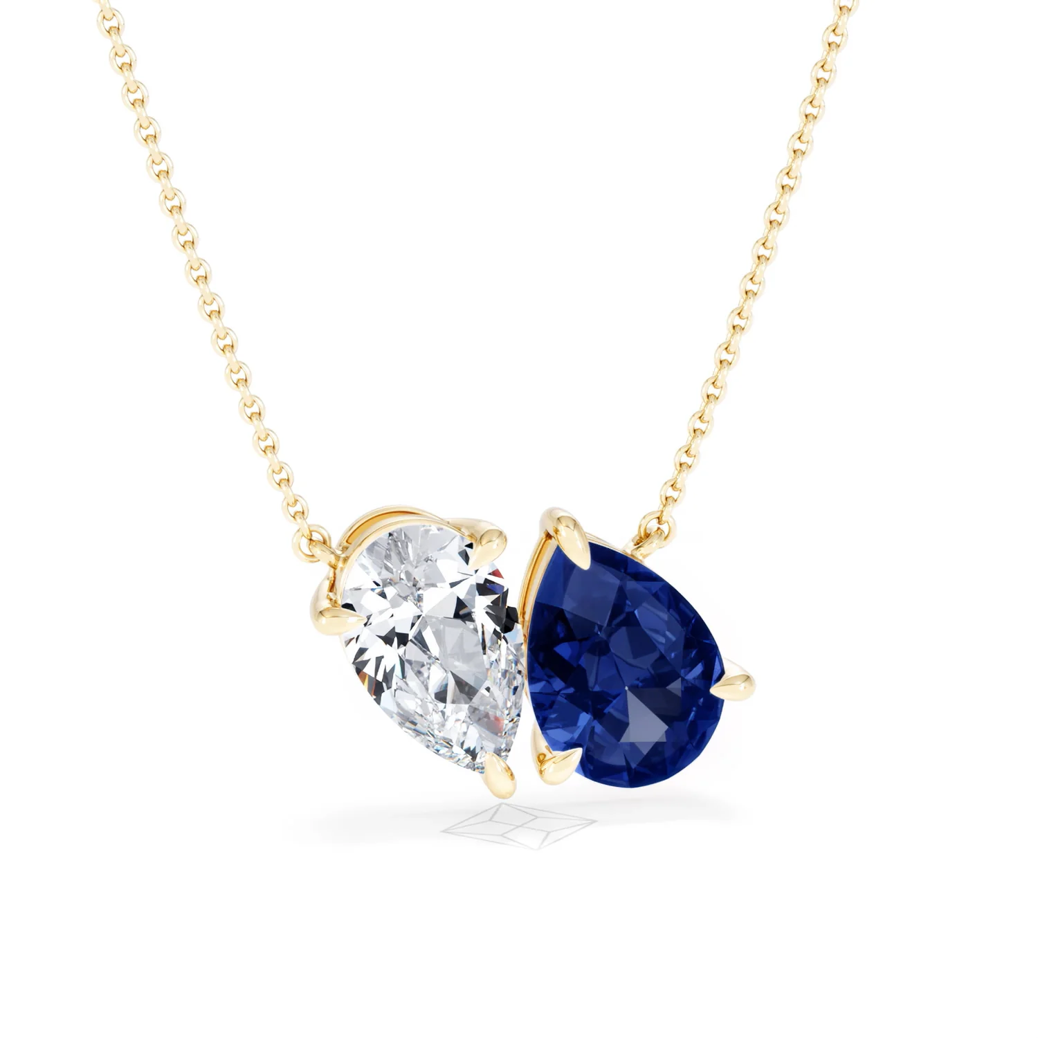 Toi Et Moi 1.50ct Pear Lab Diamond and 2.50ct Pear Lab Sapphire Necklace in 18K Yellow Gold - Image 12