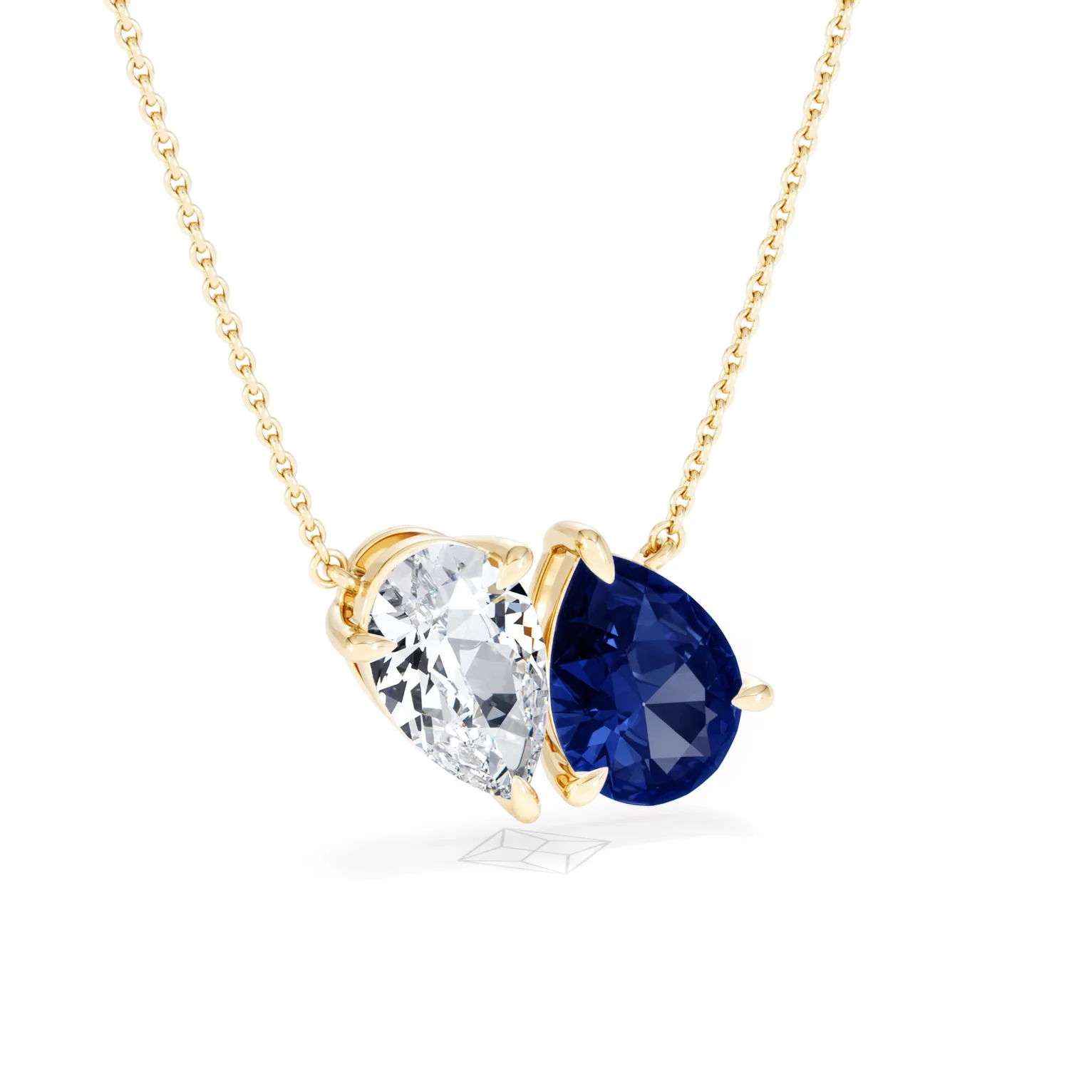 Toi Et Moi 1.50ct Pear Lab Diamond and 2.50ct Pear Lab Sapphire Necklace in 18K Yellow Gold - Image 14