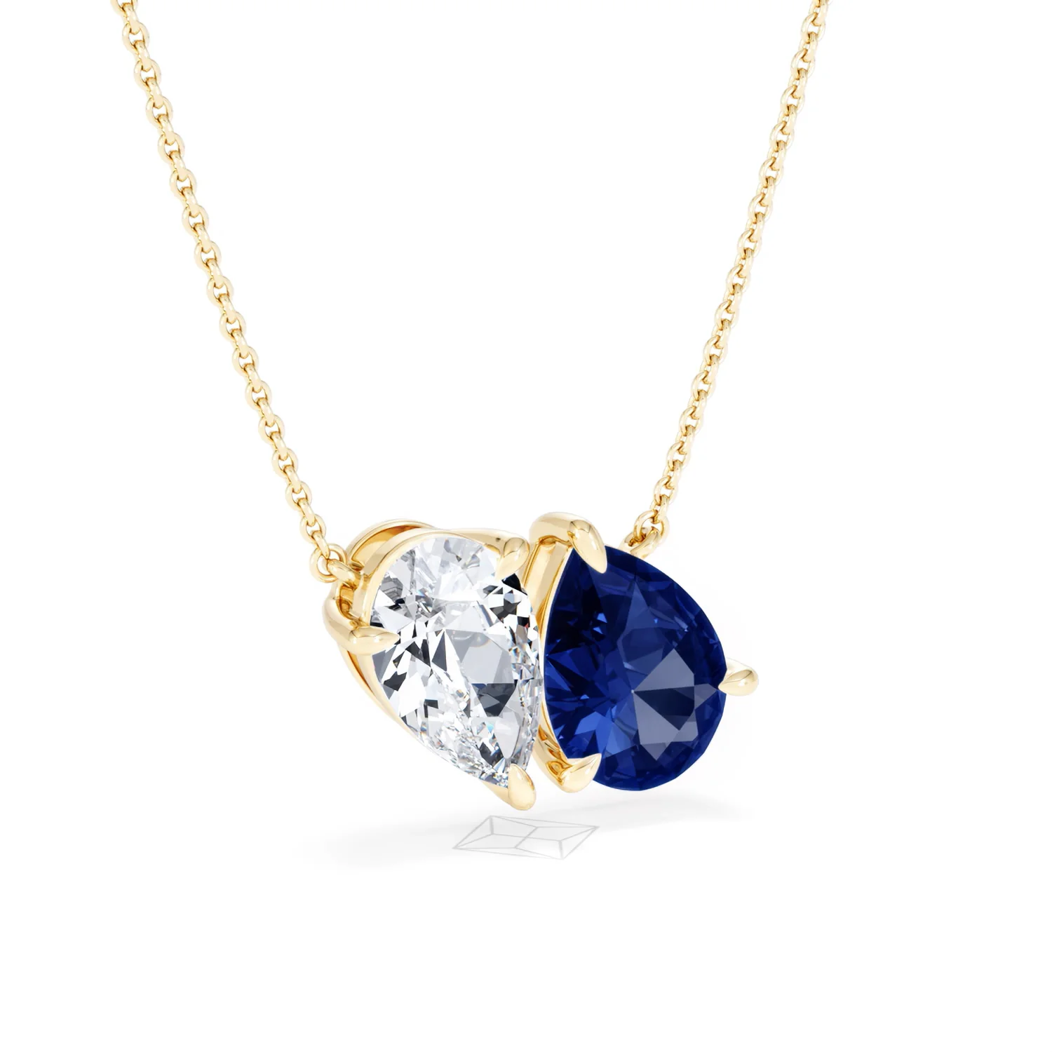 Toi Et Moi 1.50ct Pear Lab Diamond and 2.50ct Pear Lab Sapphire Necklace in 18K Yellow Gold - Image 15