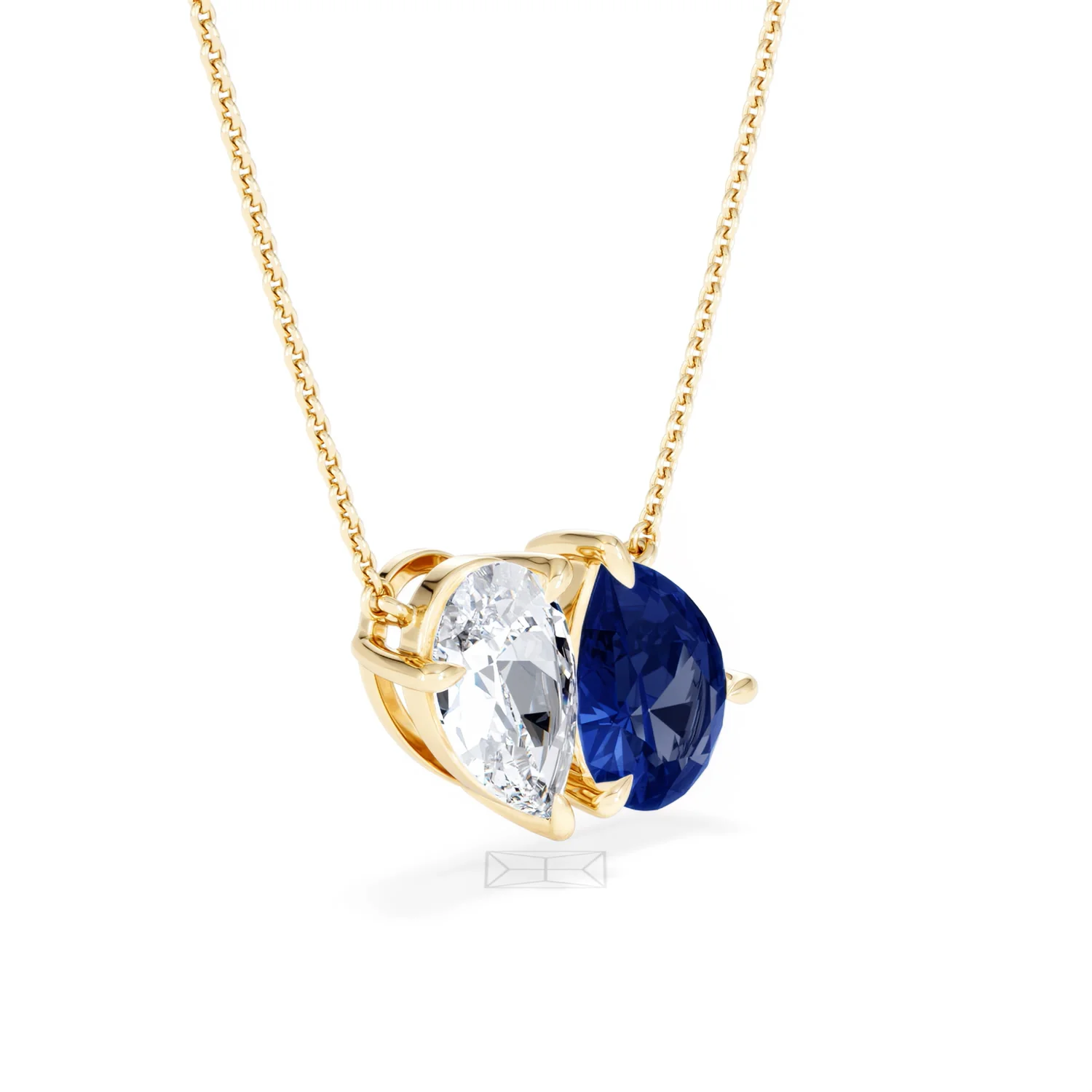 Toi Et Moi 1.50ct Pear Lab Diamond and 2.50ct Pear Lab Sapphire Necklace in 18K Yellow Gold - Image 19